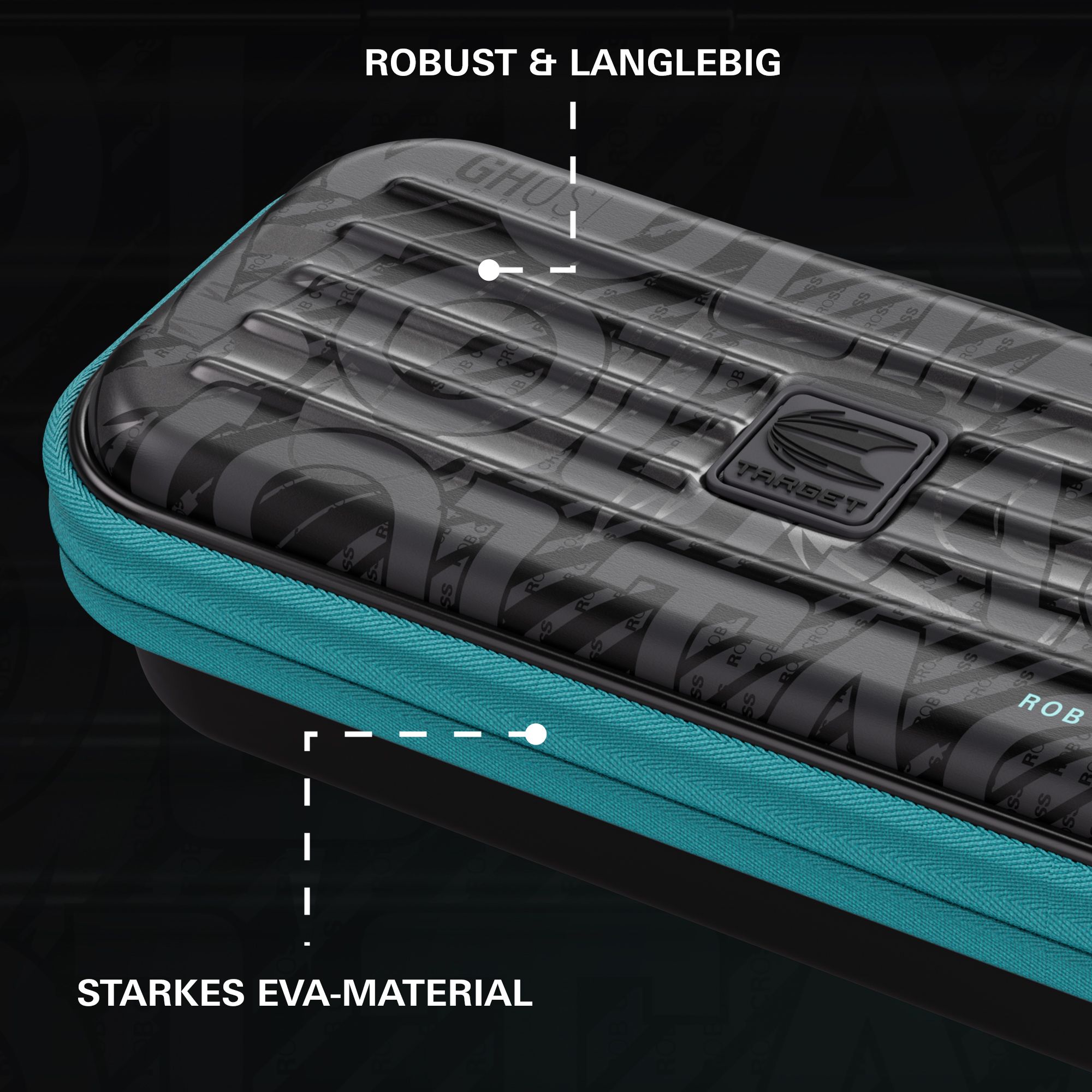 Zu sehen ist das Takoma Ghost Series Rob Cross Dartcase. Das Dartcase überzeugt durch sein modernes Design und Funktionalität.