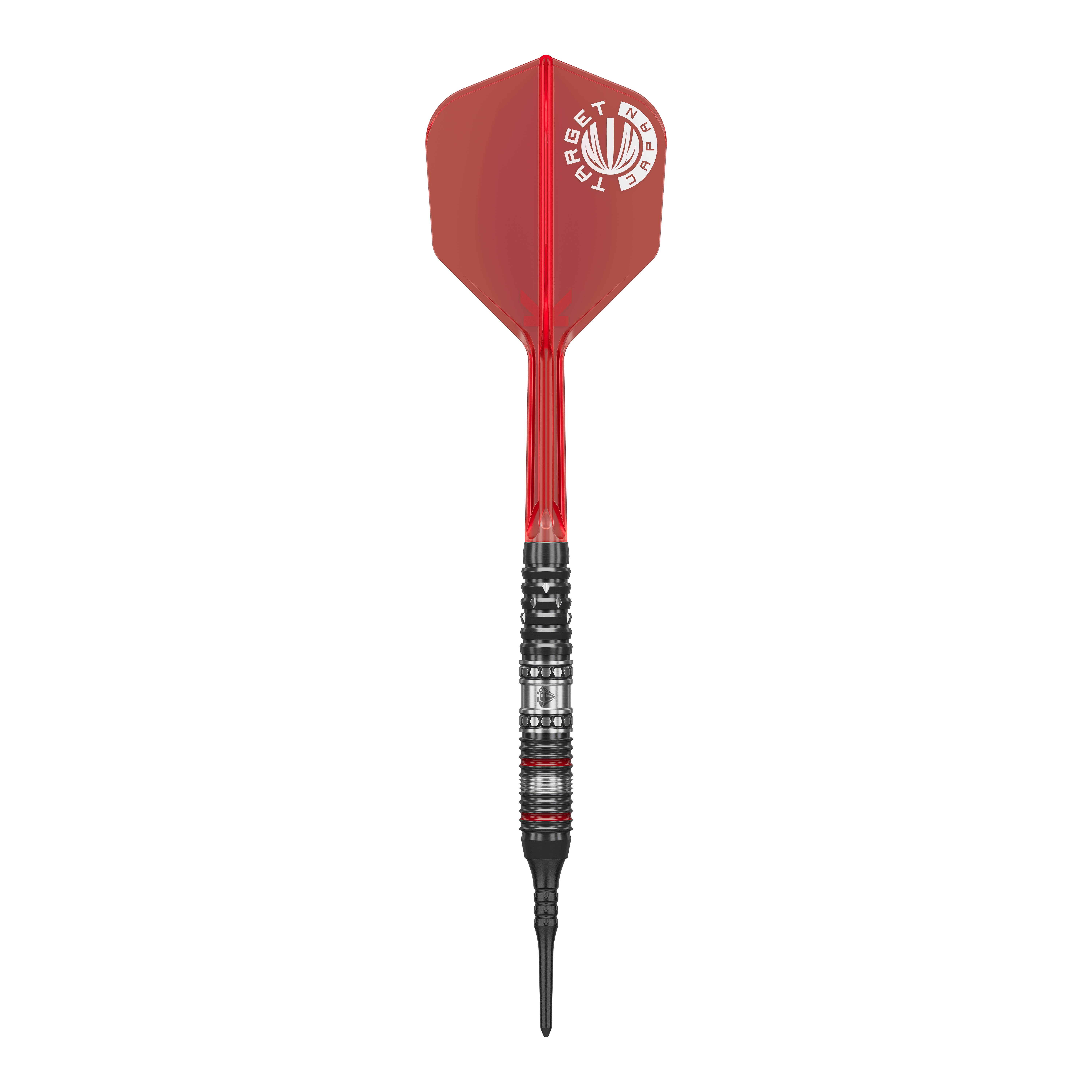 Měkké šipky Target Japan Prime Series Diamond GEN3 - 18g Auf dem Bild ist ein Softdart aus der Target Japan Prime Series Diamond GEN3 mit einem Gewicht von 18g zu sehen. Der Dart hat eine rote Flight und einen schwarz-silbernen Schaft mit feinen Details.