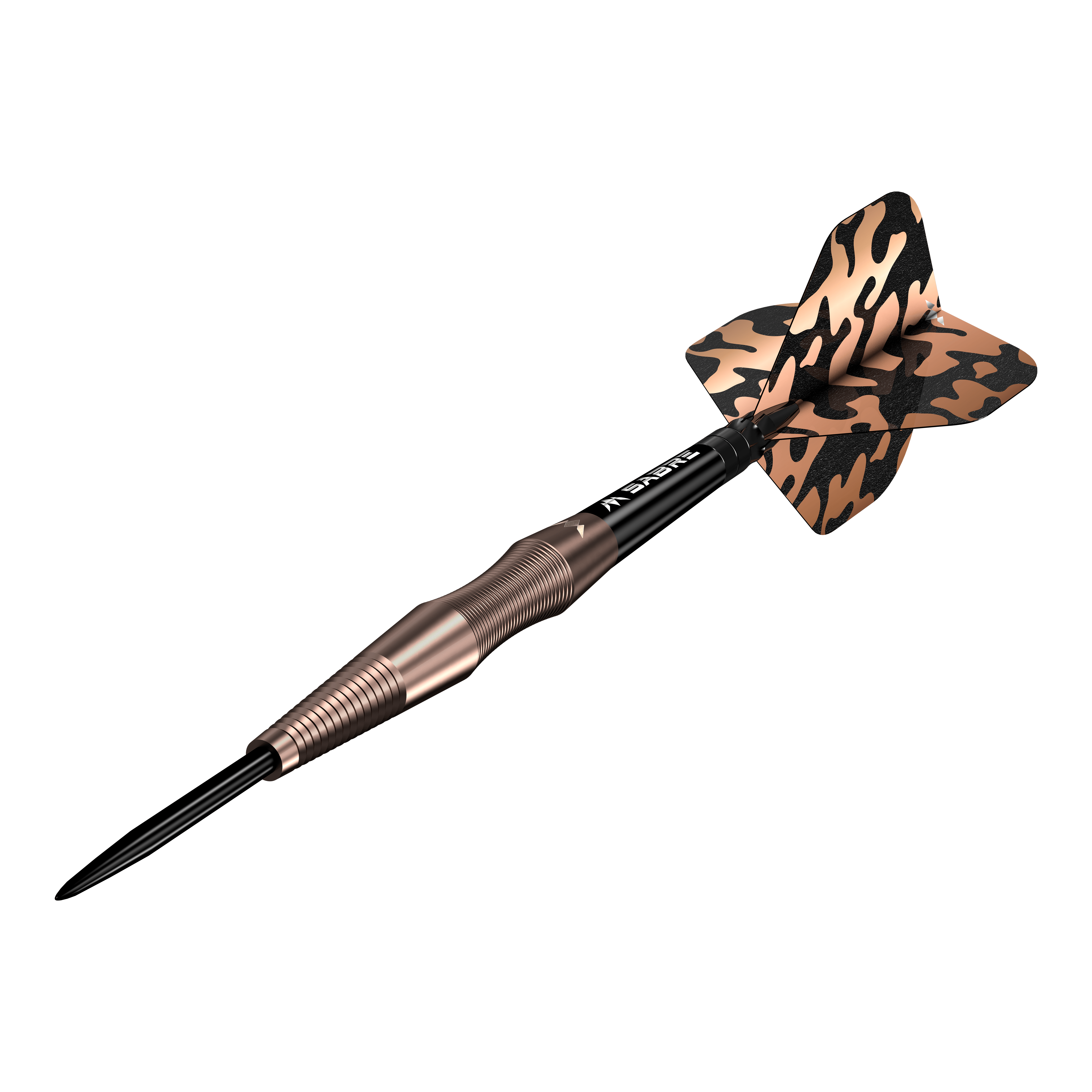 Hier ist Mission Deadshot Bronze Steeldarts - 23g dargestellt. Die Pfeile bieten eine ausgezeichnete Balance und Griffigkeit.