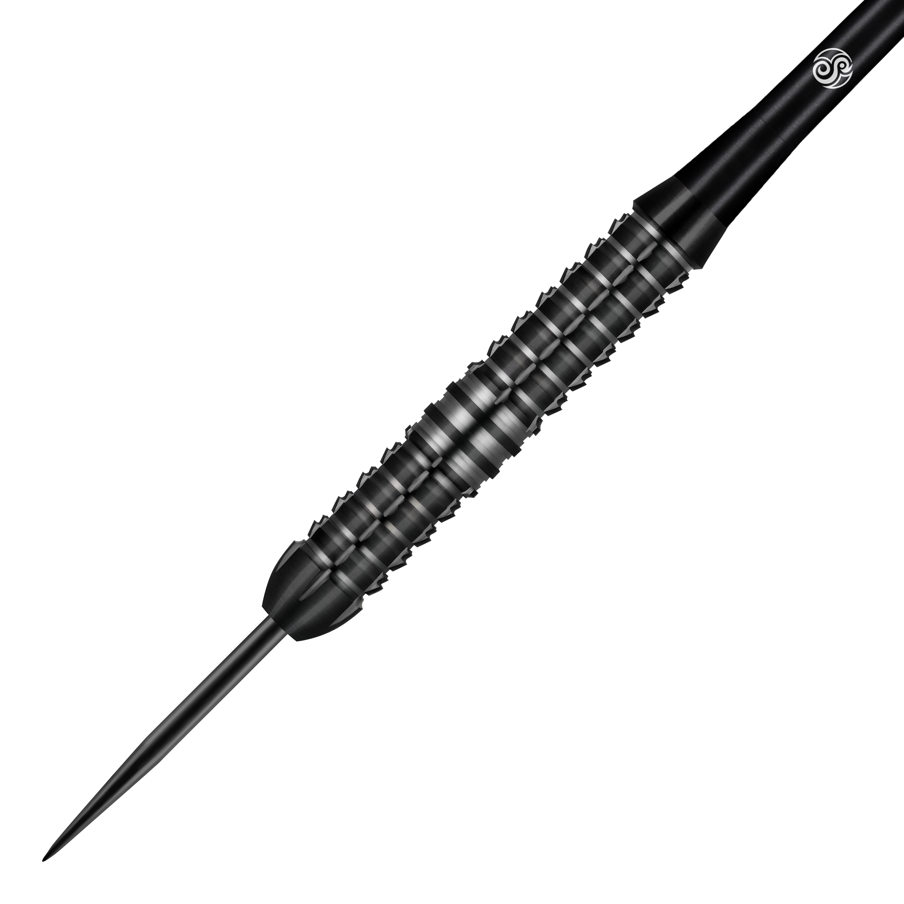 Šipky Shot Redline Blazed Steel Das Bild zeigt einen schwarzen Steeldart namens "Shot Redline Blazed". Der Dart hat ein geriffeltes Griffstück für besseren Halt.