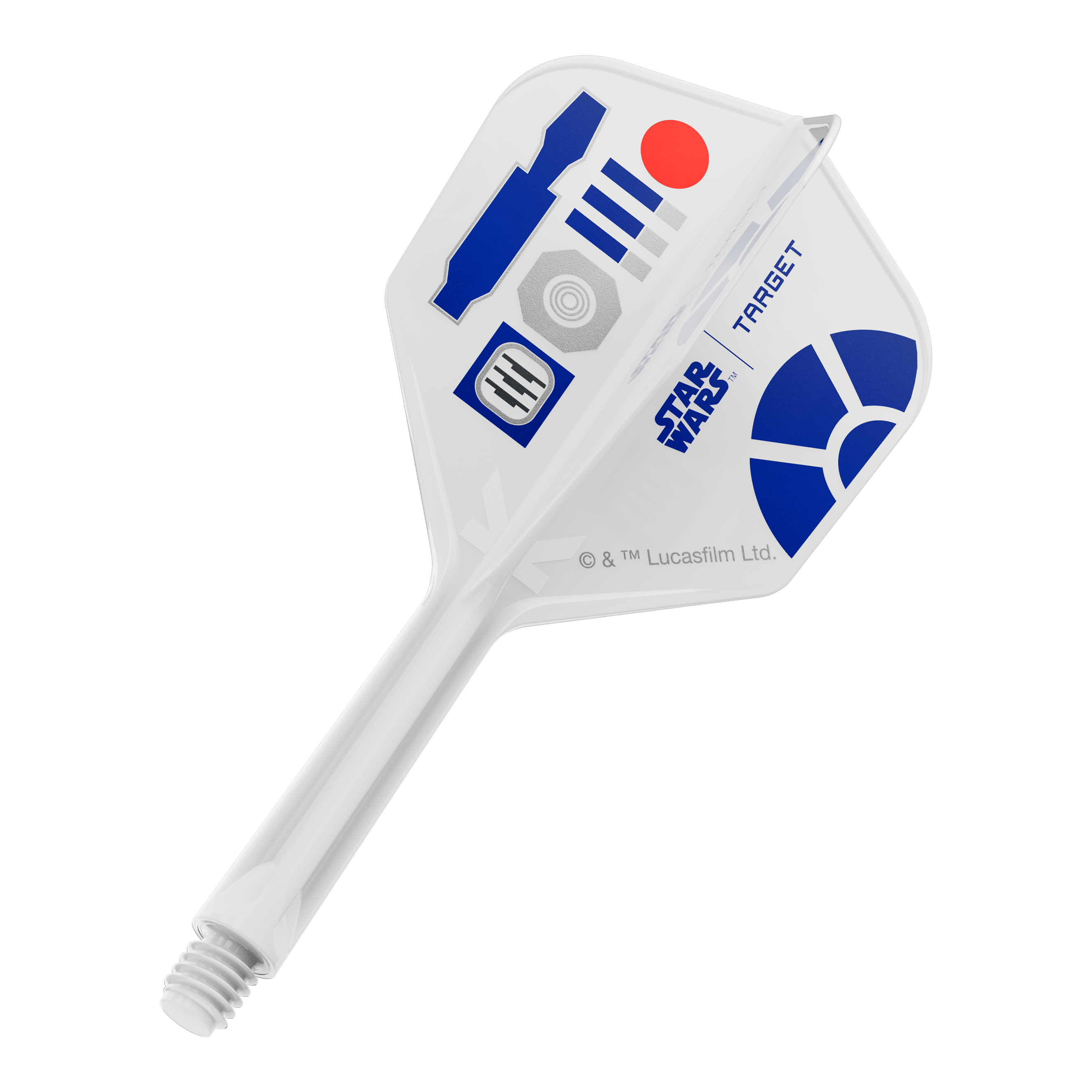 Lety Target Star Wars K-Flex R2D2 č. 6 Dieses Bild zeigt ein Produkt mit dem Dateinamen 410511_Target_StarWars_KFlex_R2D2_No6_Flights_Intermediate_26mm_1. Es handelt sich vermutlich um einen Teil eines Star Wars Dart-Flights.