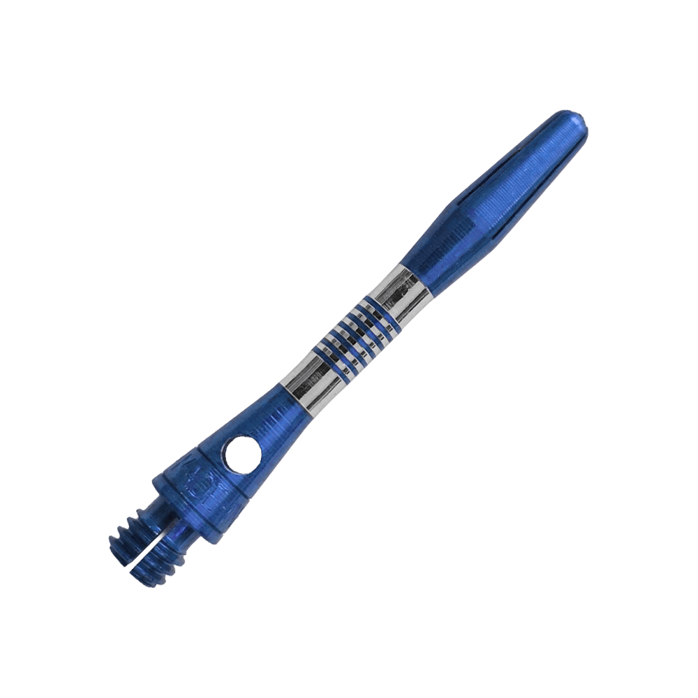 Hliníkové šachty Bulls NL Cetra - modré Blauer Aluminium Dart Schaft mit 34mm Länge ist zu sehen. Ideal für individuelle Dartpfeile und Präzision beim Spiel.