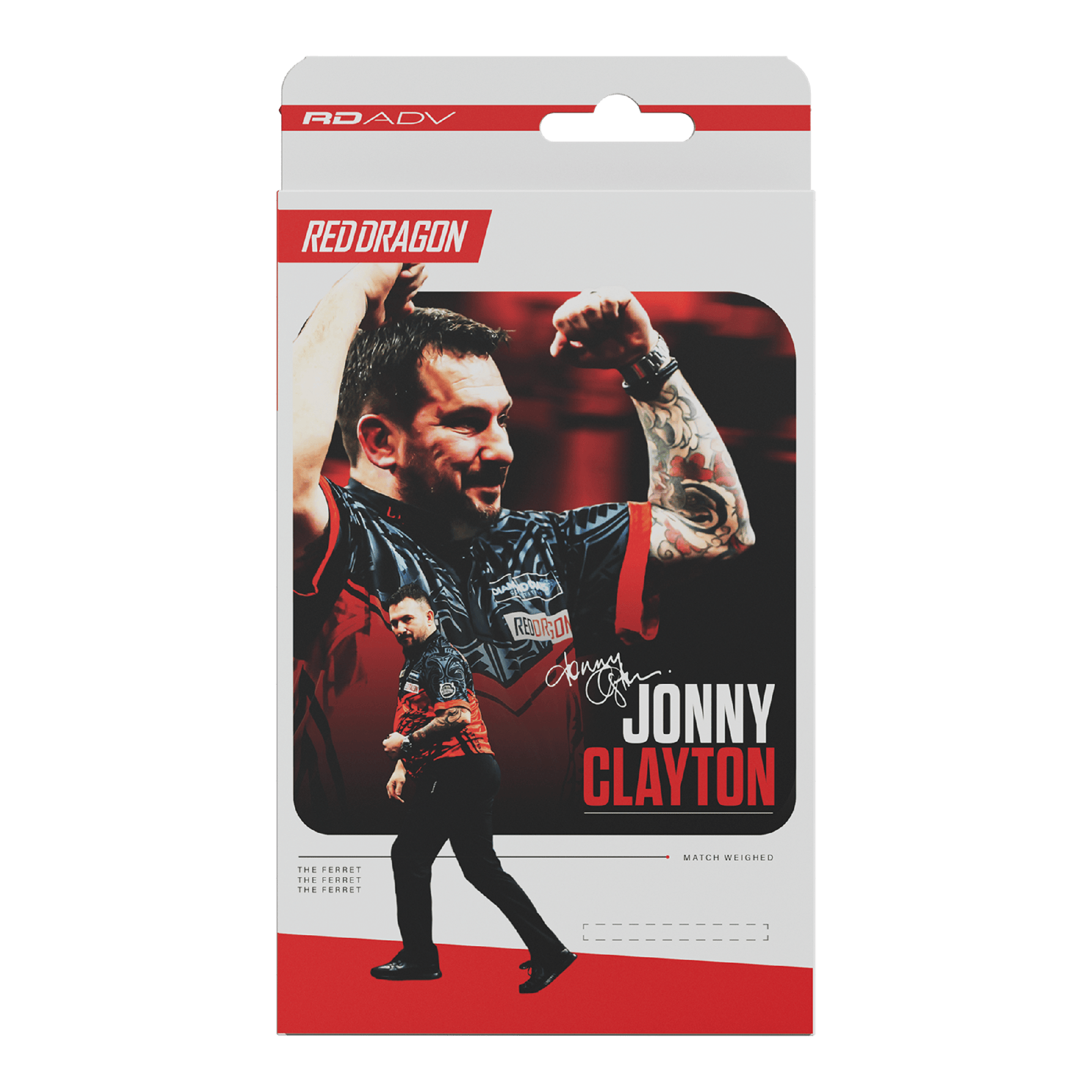 Měkké šipky Red Dragon Jonny Clayton RD-ADV - 18g Das Bild zeigt die Red Dragon Jonny Clayton RD-ADV Softdarts - 18g. Ein Softdart ist aus einer leicht anderen Perspektive zu sehen.
