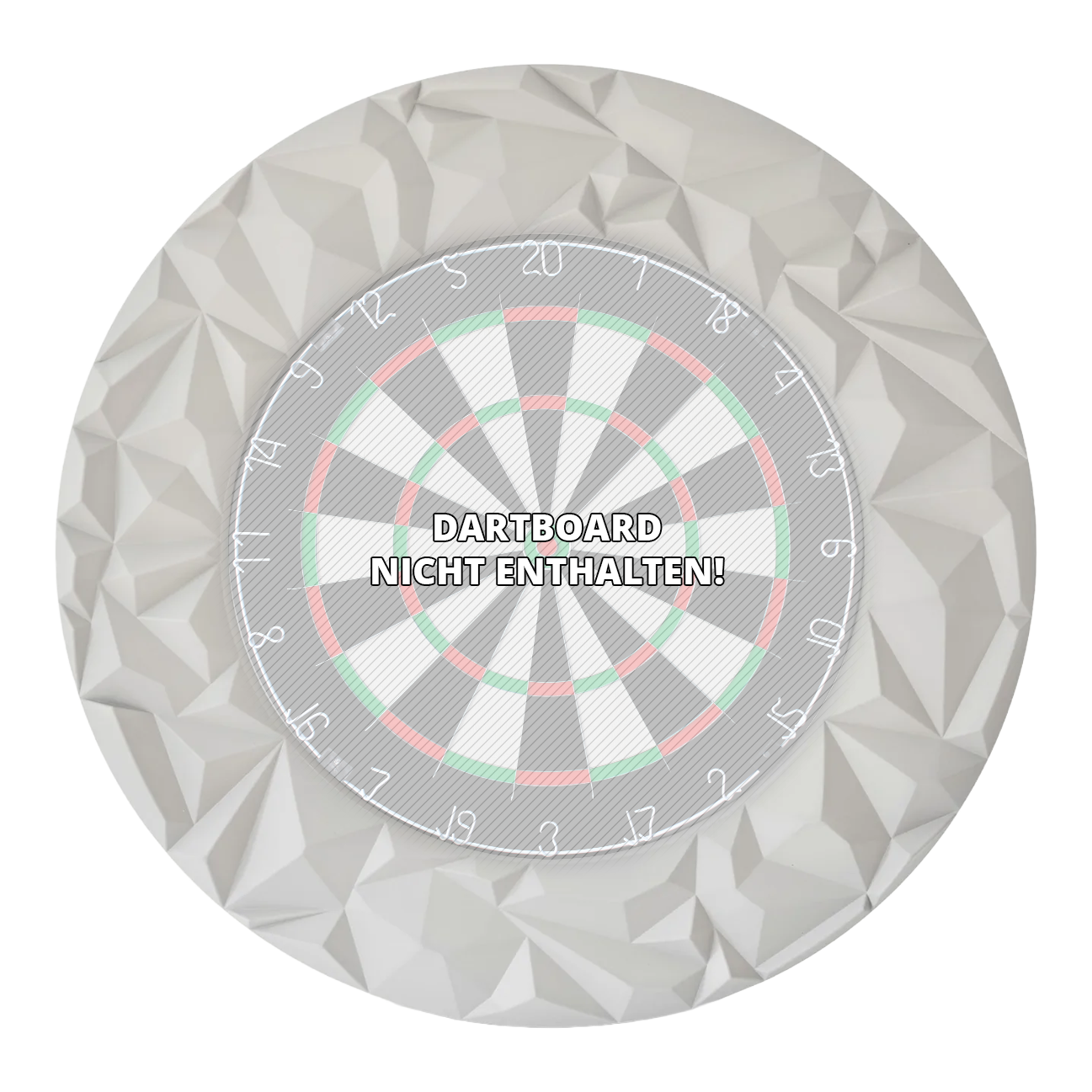 Das Foto zeigt das Precise 180 3D Dartboard Surround Subterra in Nordic Grey. Es handelt sich um ein hochwertiges Zubehör für Dartboards, das Schutz und Stil vereint.