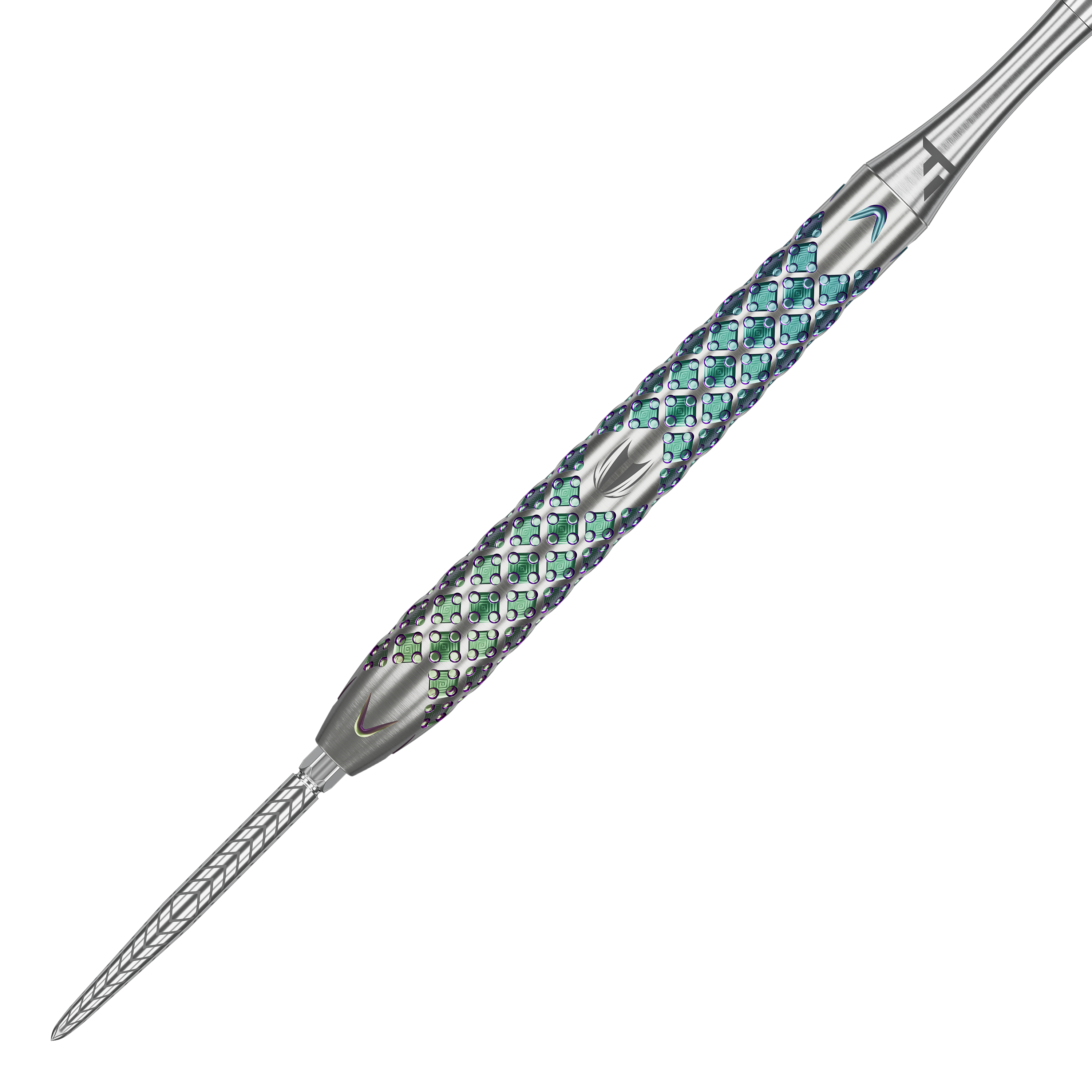 Ocelové šipky Target Rove 03 Swiss Point Der Target Rove 03 Swiss Point Steeldart hat ein silbernes Gehäuse mit auffälligem, farbig schimmerndem Griffmuster. Die Spitze ist fein strukturiert und sorgt für präzise Würfe.