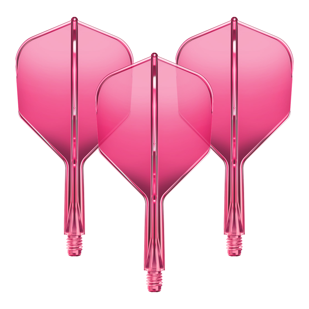 Abgebildet ist ein Flight-Shaft-System für Darts in Neonpink mit einer Länge von 19mm. Das Set gehört vermutlich zur GOAT A1R No6 Serie.