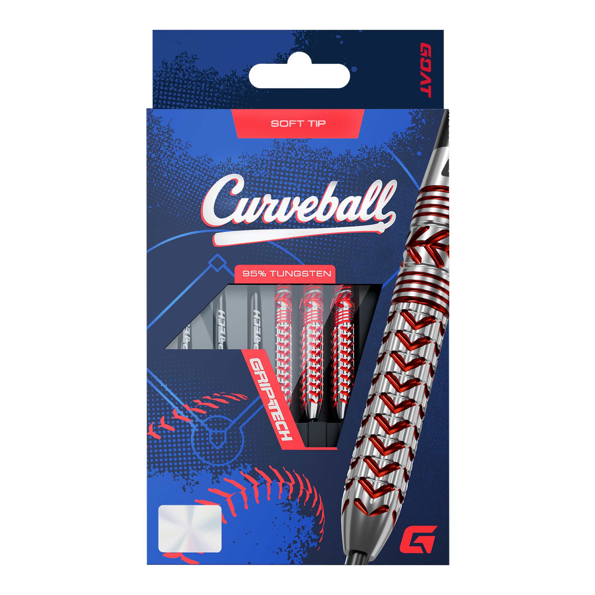 Abgebildet sind die GOAT Curveball Tungsten Softdarts - 20g. Die Softdarts sind 20 Gramm schwer und aus hochwertigem Tungsten hergestellt.