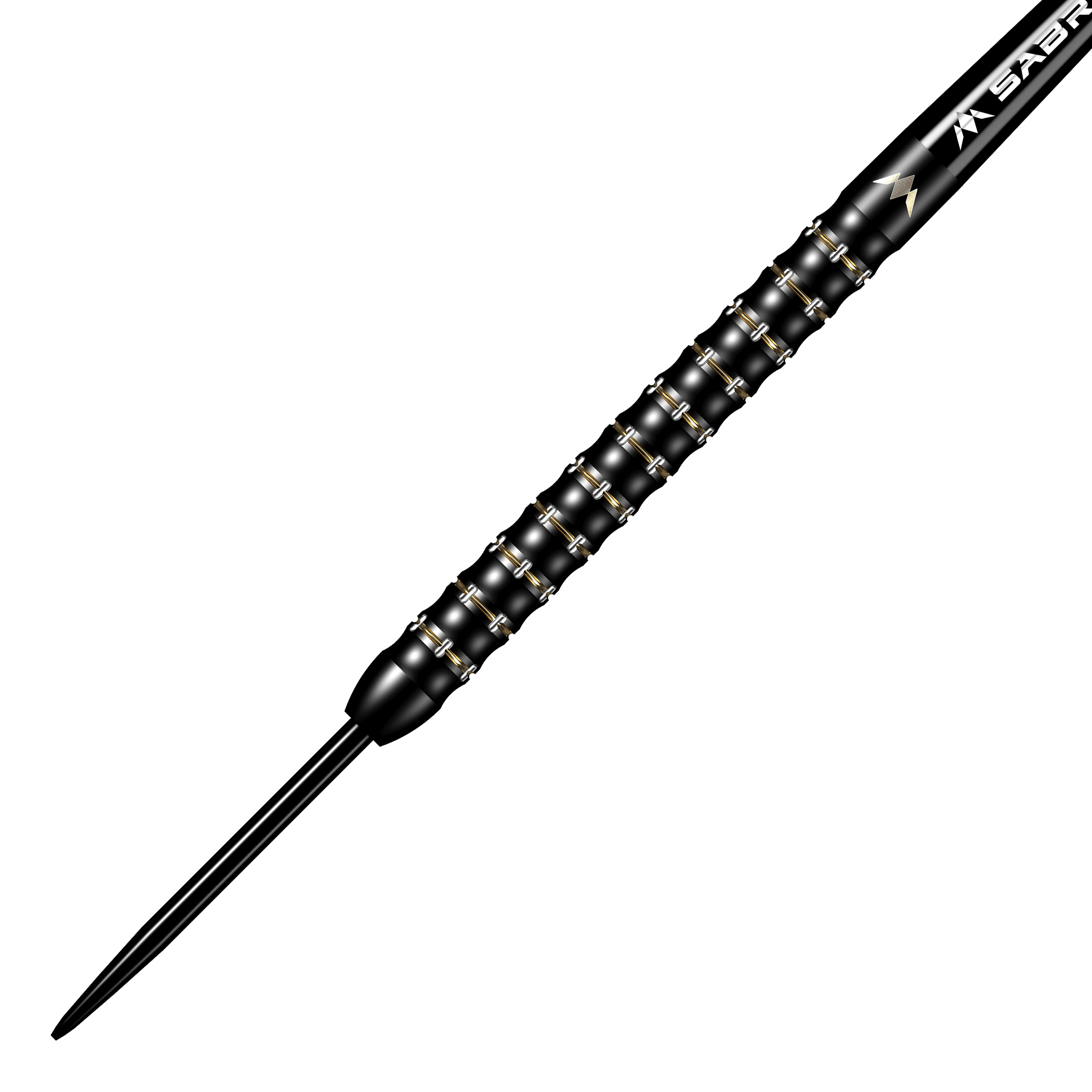 Šipky Mike De Decker MDD Black Gold Steeldarts Das Bild zeigt den Mission Mike De Decker MDD Black Gold Steeldart. Der Dartpfeil ist überwiegend schwarz mit goldenen Akzenten und hat ein strukturiertes Griffdesign.