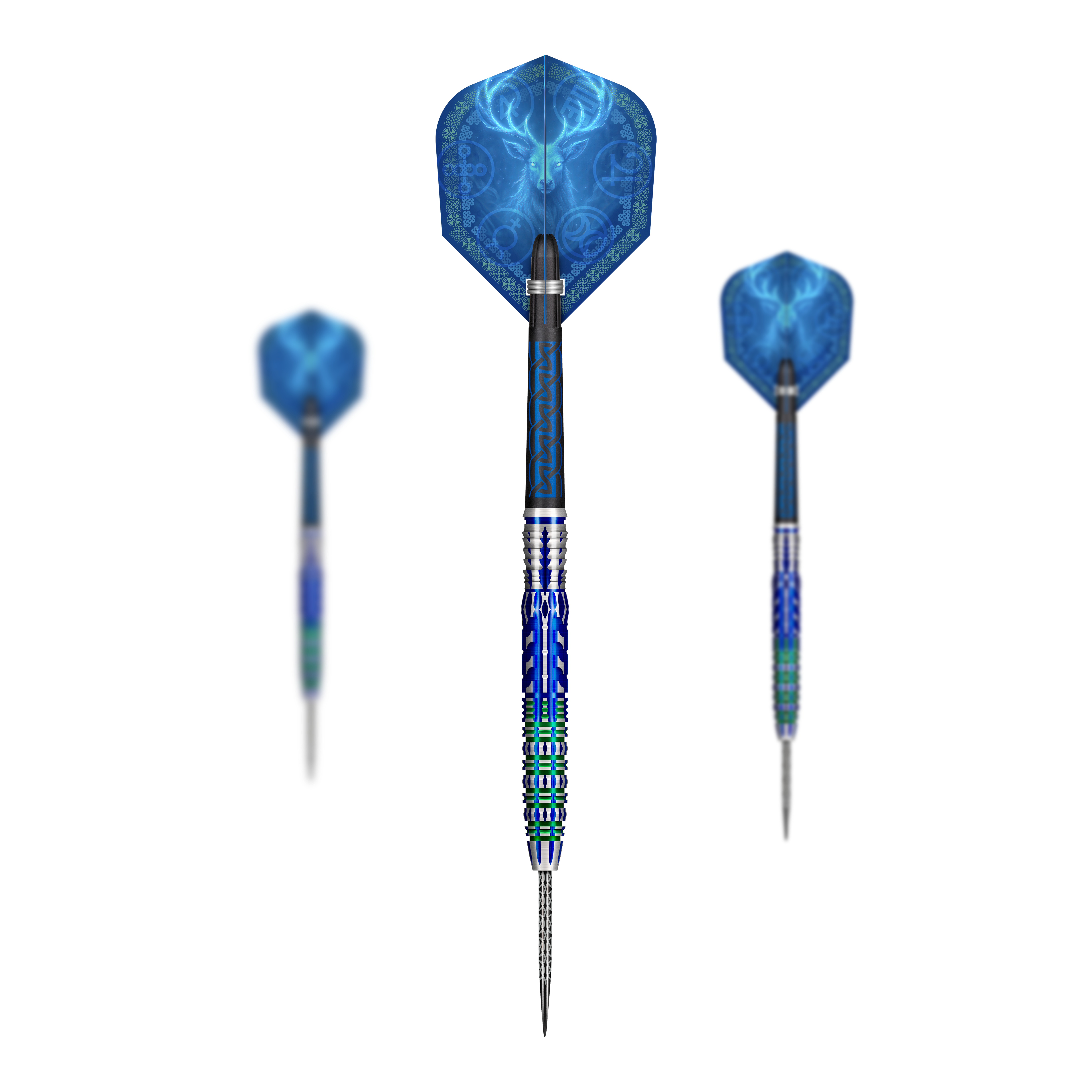 Ocelové šipky Shot Celt Merlin Abgebildet ist ein Set der Shot Celt Merlin Steeldarts. Diese Darts sind speziell für Präzision entworfen.