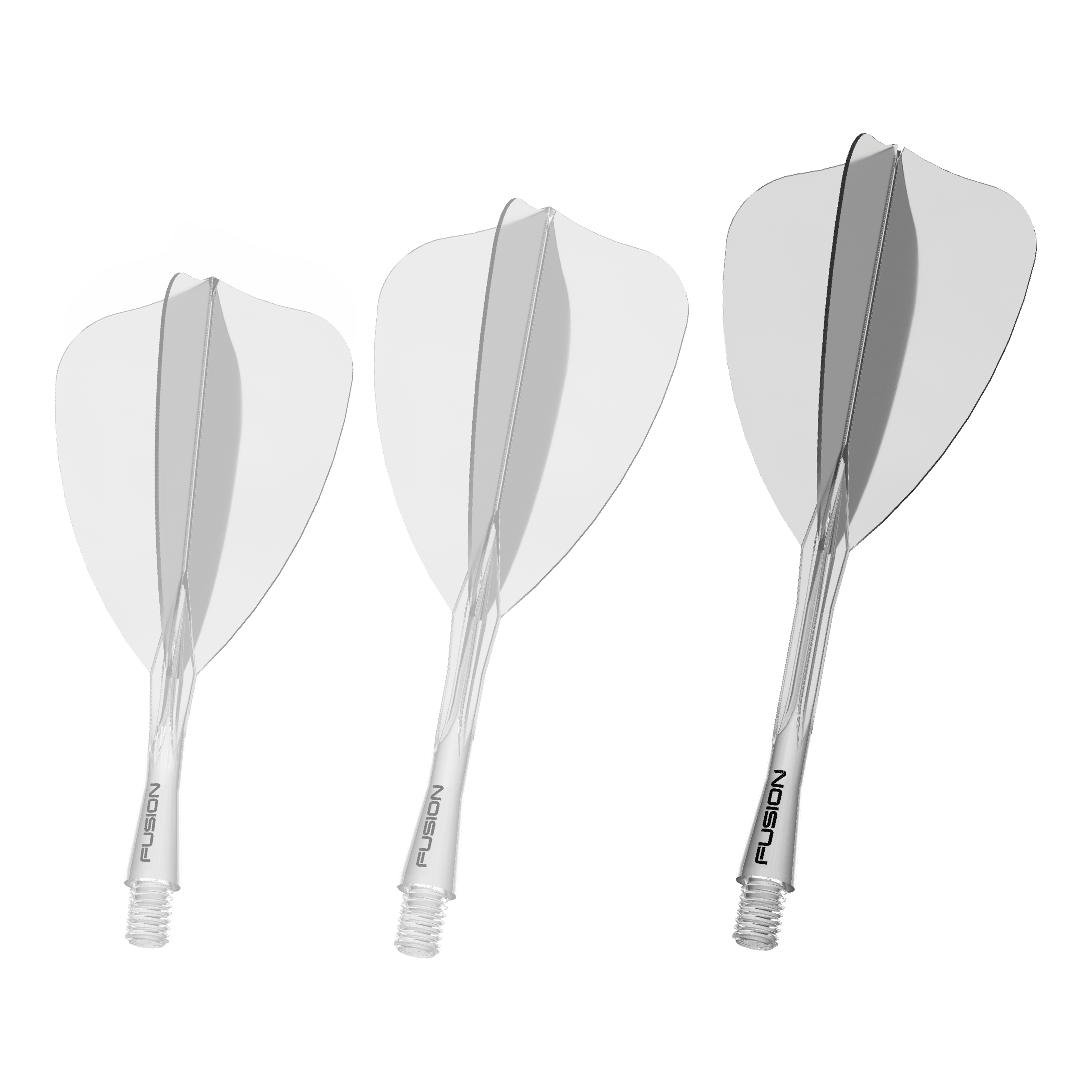 Systém letky Winmau Fusion Arrow Clear Das Bild zeigt ein Winmau Fusion Flight Shaft System in klarer 34mm Ausführung. Es handelt sich um einen Bestandteil für Dartpfeile.