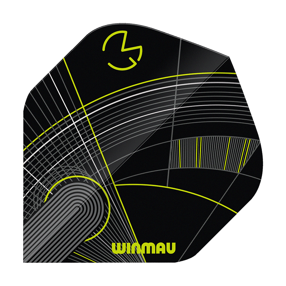 Abgebildet sind die Winmau Prism Delta MvG Black Green No2 Standard Flights. Die Flights haben ein markantes schwarzes und grünes Design.