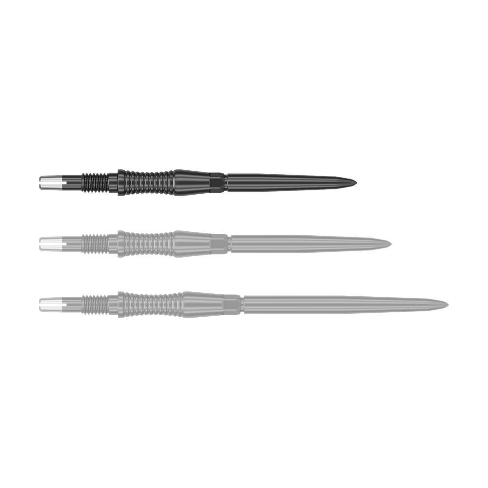 Špičky na šipky Target Swiss Point Signature RST - černé Das Bild zeigt eine Target Swiss Point Dartspitze Signature RST in Schwarz, 30mm. Die Dartspitze hat eine strukturierte Oberfläche und ein modernes Aussehen.