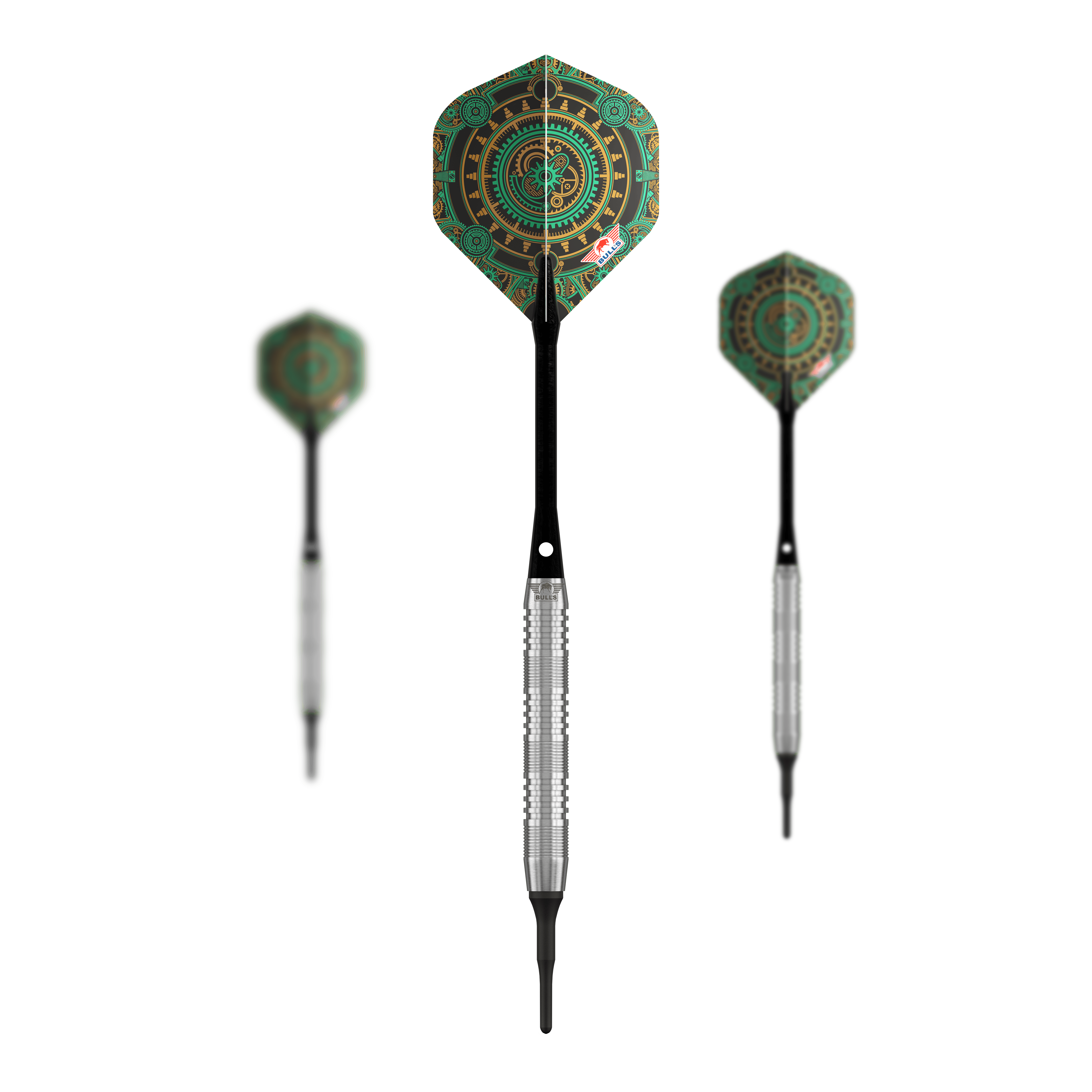 Šipky Bulls NL Direct Tungsten Soft - 18g Zu sehen ist das Set Bulls NL Direct Tungsten Softdarts - 18g. Mehrere Pfeile sind gemeinsam dargestellt.