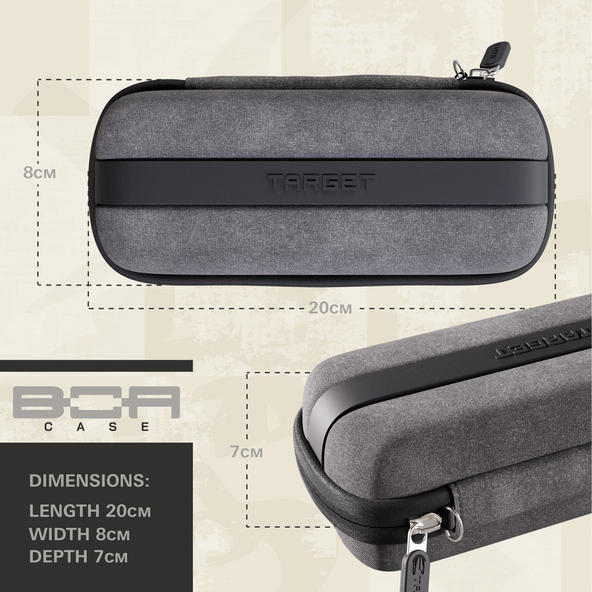 Pouzdro na šipky Target BOA Dieses Bild zeigt das Target BOA Dartcase Grau Hellgrau aus der Seitenansicht. Das Dartcase ist für sicheren Transport von Darts ausgelegt.