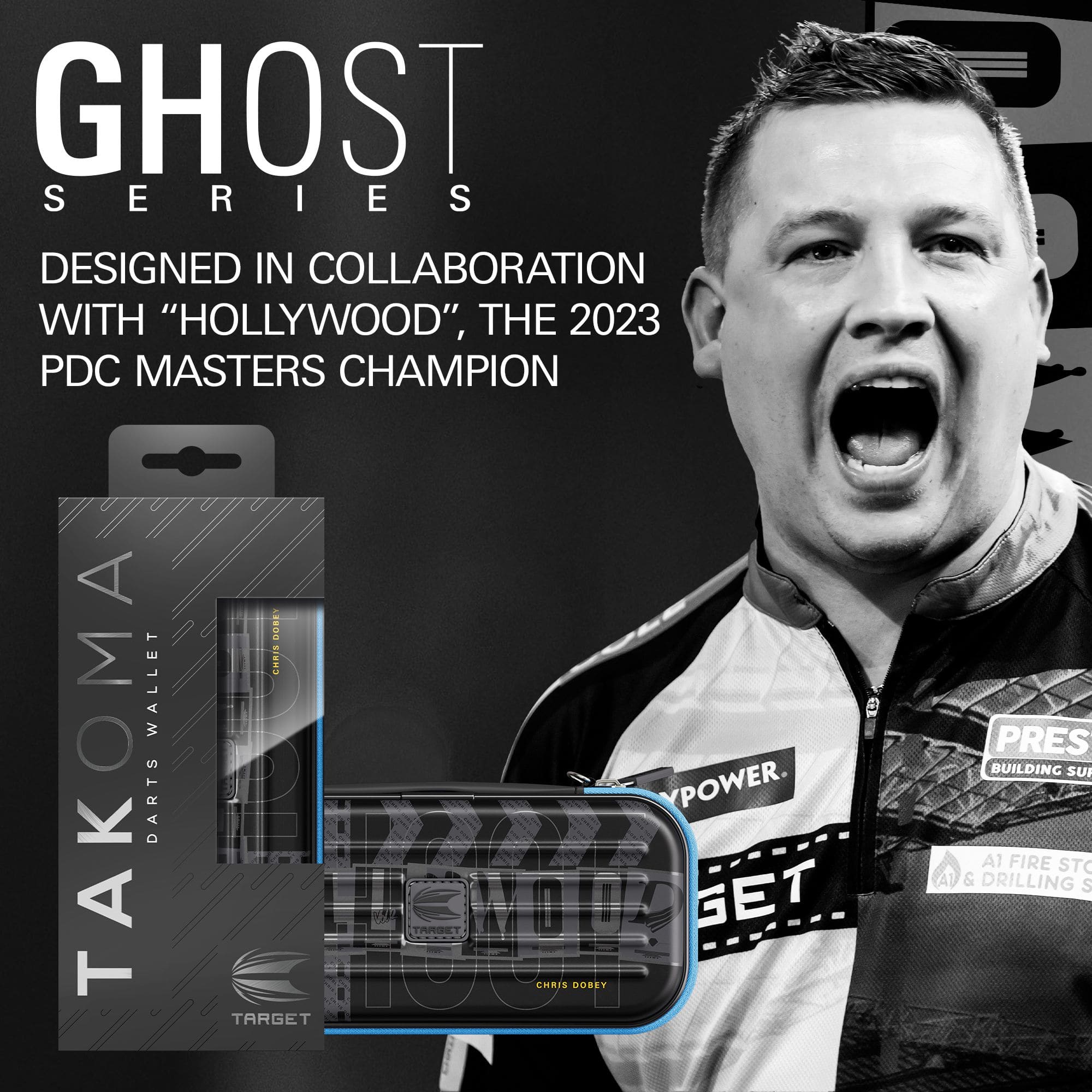 Pouzdro na šipky Takoma Ghost Series Chris Dobey Zu sehen ist das Dartcase der Takoma Ghost Series Chris Dobey. Das Produkt wurde für Darts-Fans gestaltet und ist hochwertig verarbeitet.
