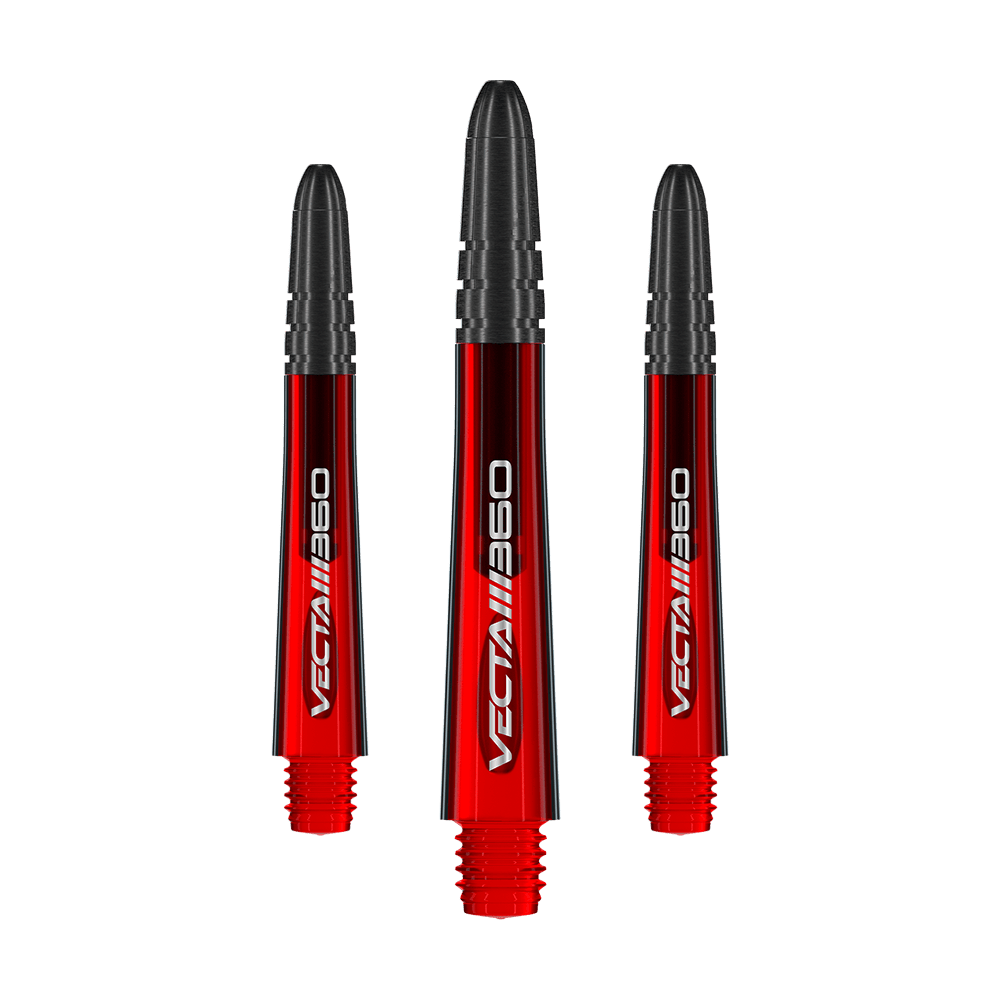 Násadky Winmau Vecta Blade 360 - červené Das Produkt zeigt einen Satz von Dart-Shafts mit dem Namen 7025-219_Winmau_Vecta_Blade360_Shafts_Rot_40mm_1Set. Die Dart-Shafts sind rot und 40 mm lang.