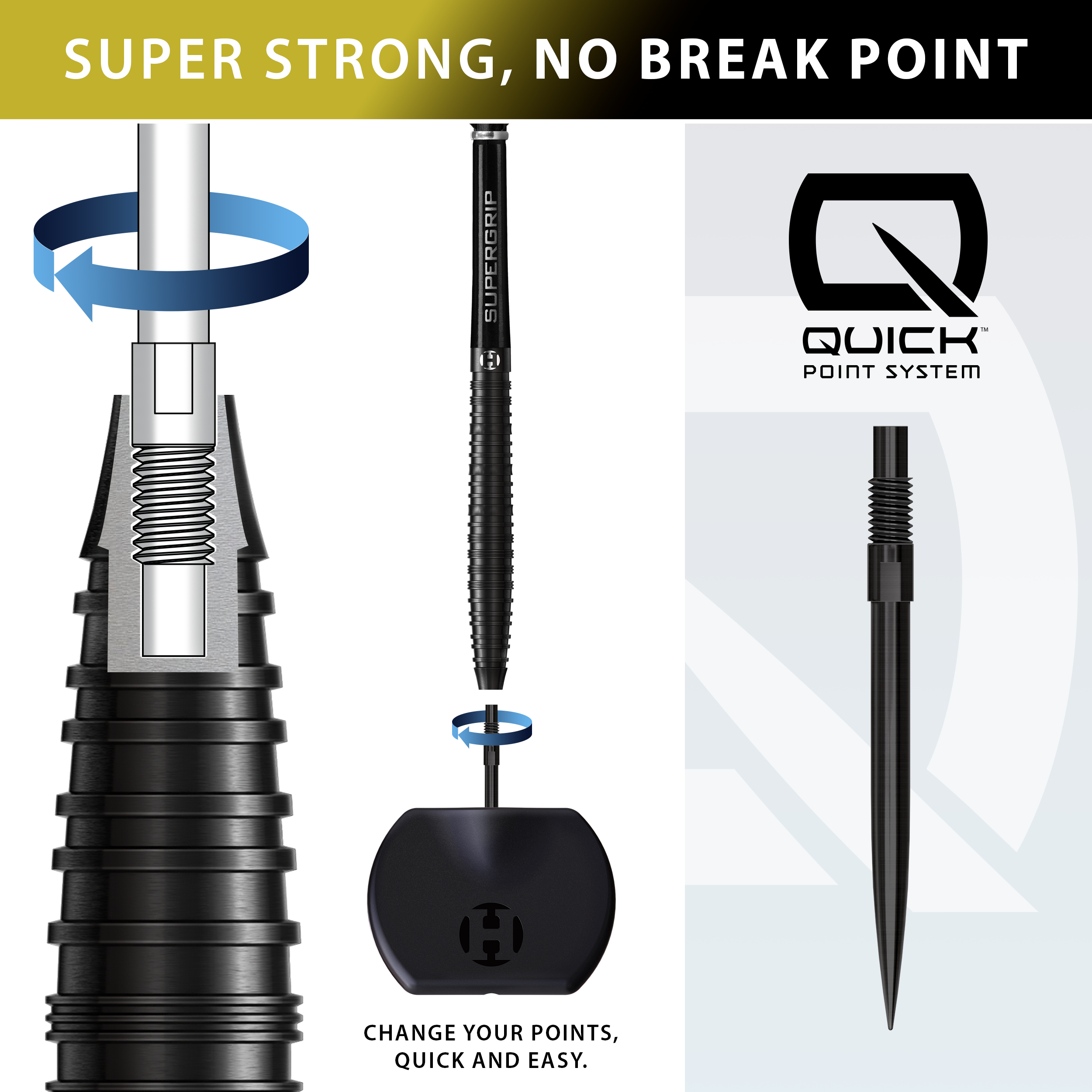 Harrows NX90 Black Edition Tapered Quick Point ocelové šipky Auf dem Bild sind die Harrows NX90 Black Edition Tapered Quick Point Steeldarts zu sehen. Diese schwarzen Steeldarts sind für Präzision und Kontrolle konzipiert.