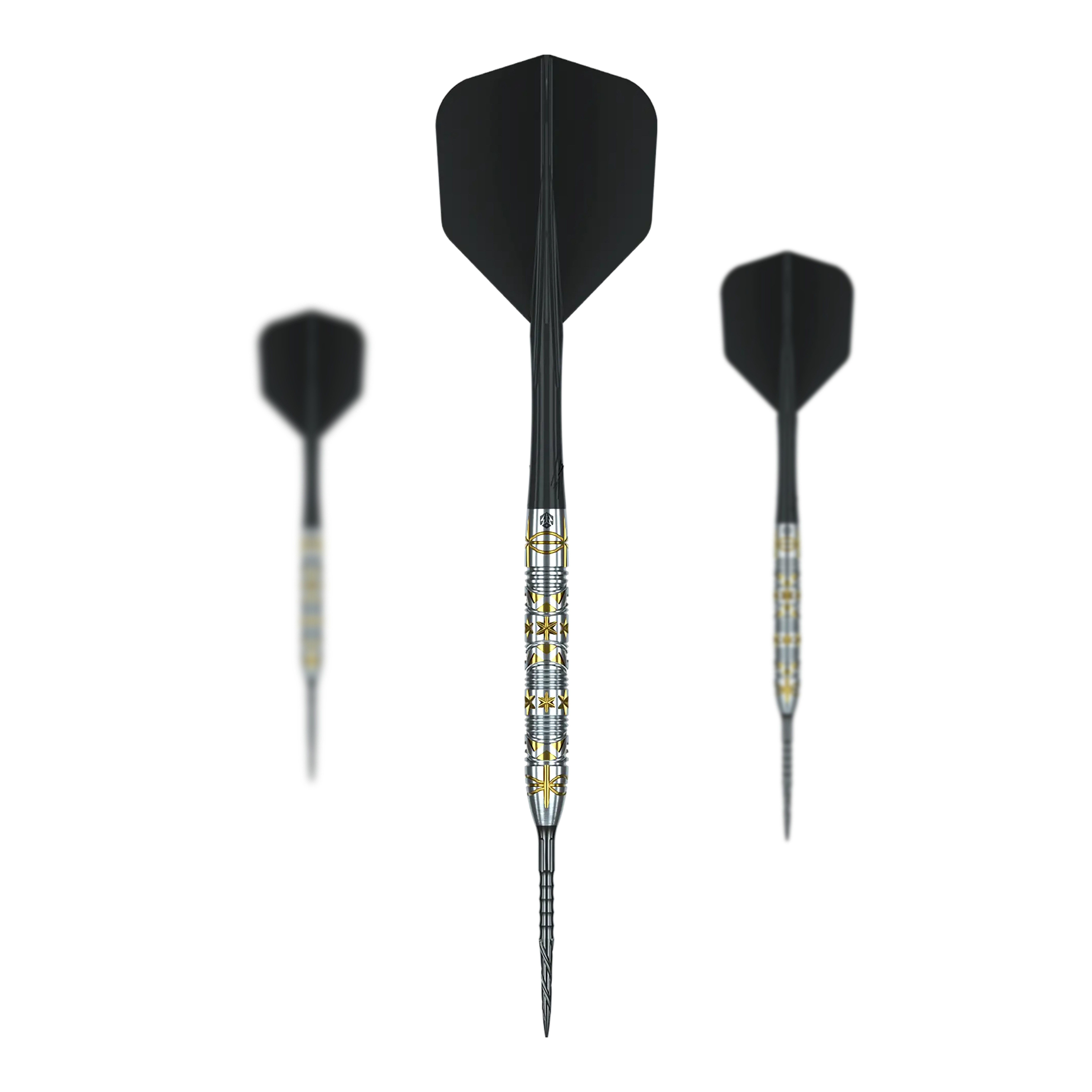 Das Bild stellt ein Set der Caliburn Halo H1 Steeldarts mit 22,5 g dar. Das Set eignet sich für professionelle und Hobby-Dartspieler.