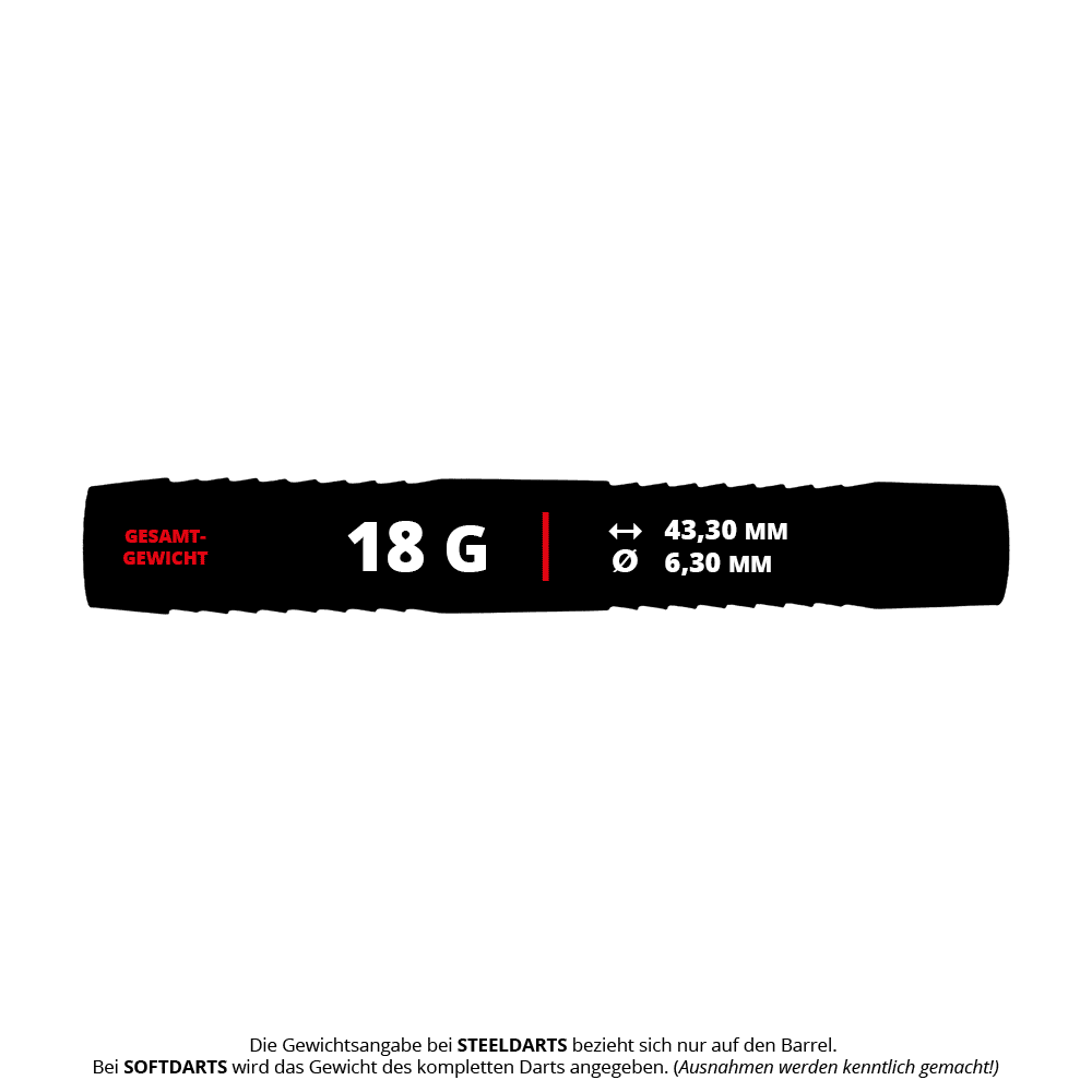Das Bild zeigt die McDart Double Shark Softdart Barrels - 18g. Diese Softdart-Barrels verfügen über ein Double Shark-Grip Design.