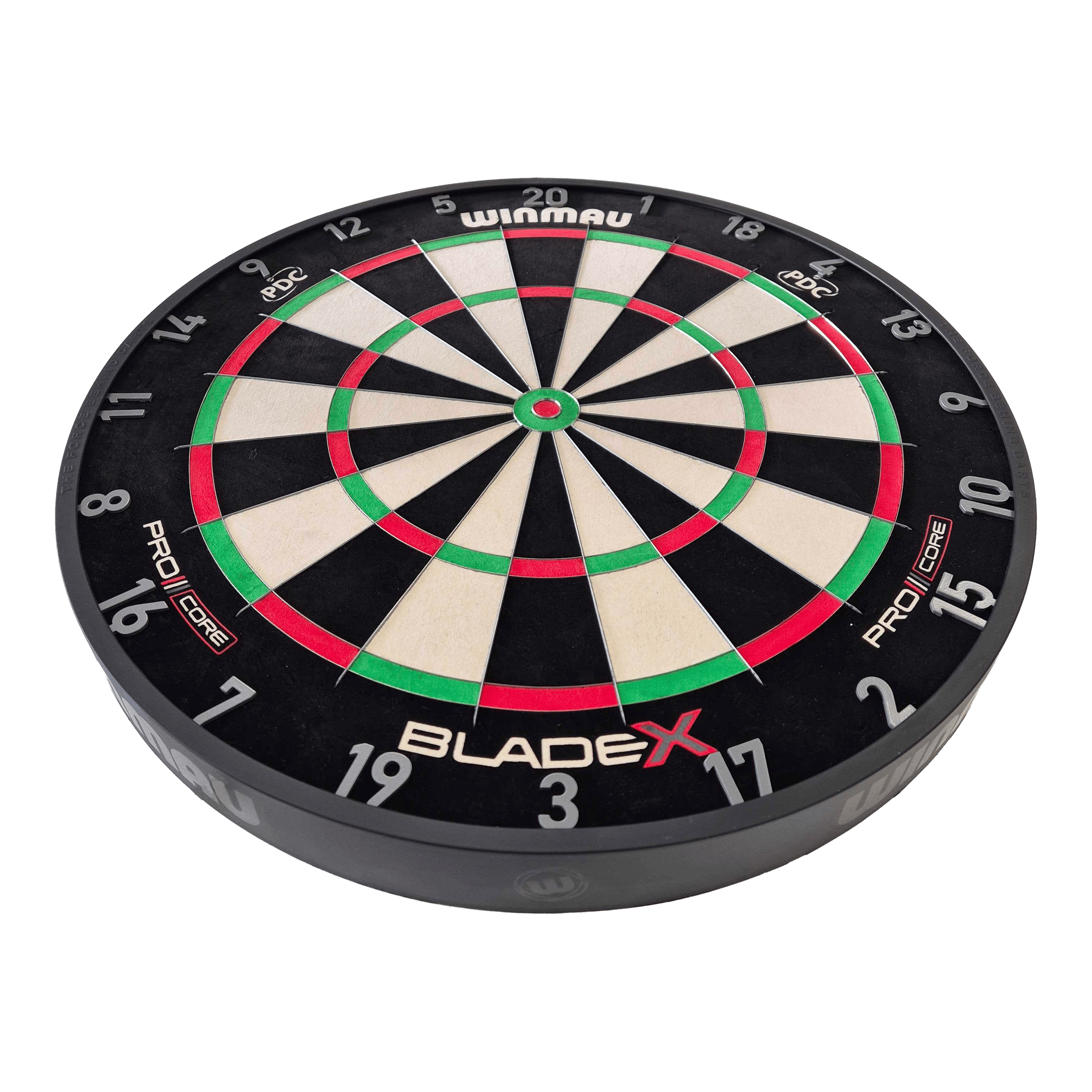 Ocelový terč Winmau Blade X ProCore Abgebildet ist das Produkt Winmau Blade X ProCore Steeldartboard. Es handelt sich um eine professionelle Steeldart-Scheibe.