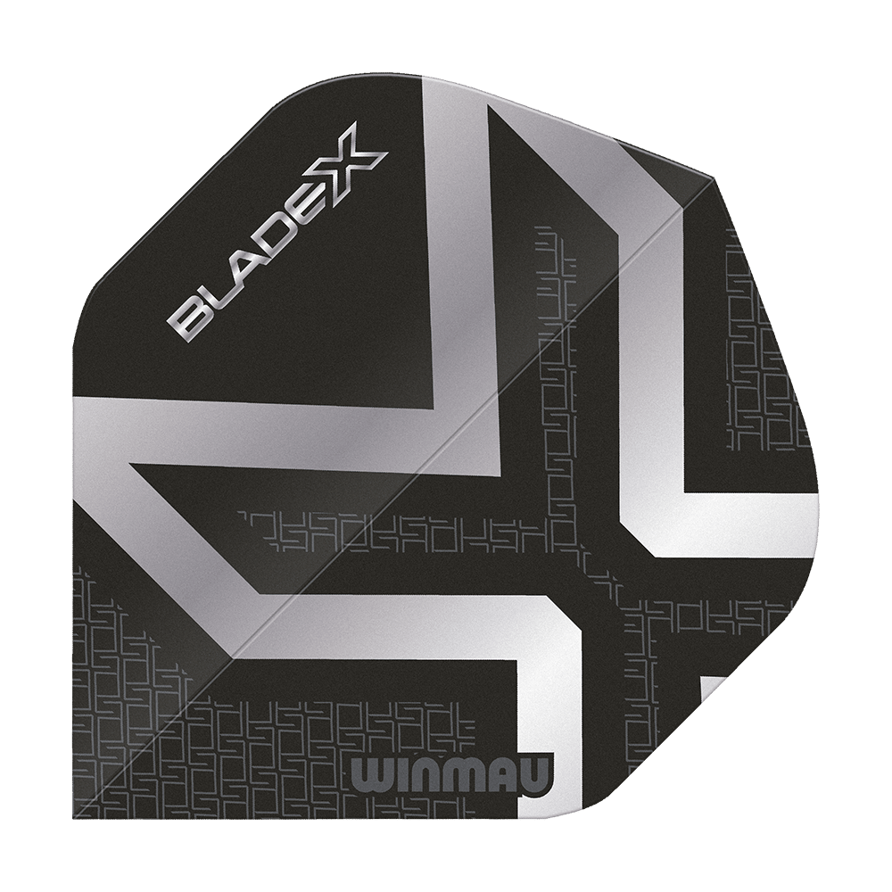Letky Winmau Prism Delta Blade X Metallic Silver No2 Standard Dies ist ein Winmau Prism Delta Blade X Metallic Silver No2 Standard Flight. Das Bild zeigt das Produkt in silberner Farbe.