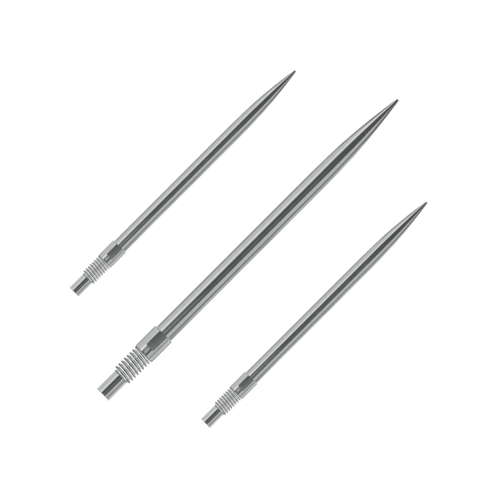 Špičky na šipky Harrows Quick Point - stříbrné Das Bild zeigt vermutlich ein Set silberner Dartspitzen von Harrows, 40mm lang. Der Dateiname lautet 'QP23950_Harrows_QuickPoint_Dartspitzen_Silber_40mm_1Set'.