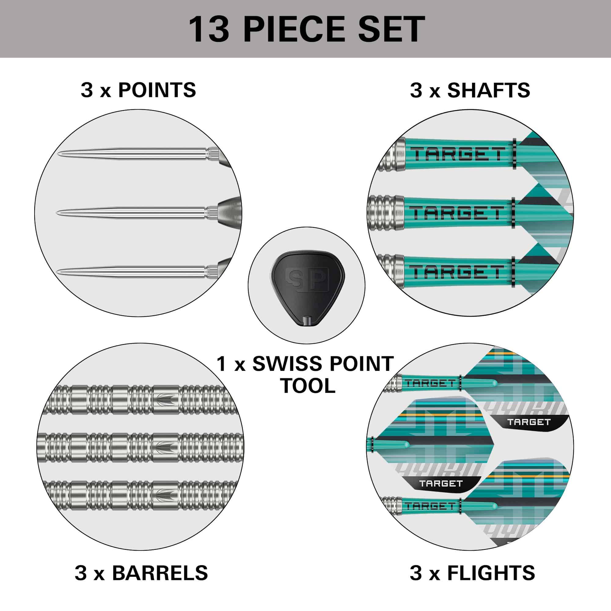 Ocelové šipky Target Hydro 02 Swiss Point Das Bild zeigt eine Ausführung der Target Hydro 02 Swiss Point Steeldarts. Die Darts sind schlank und für professionelles Spielen geeignet.
