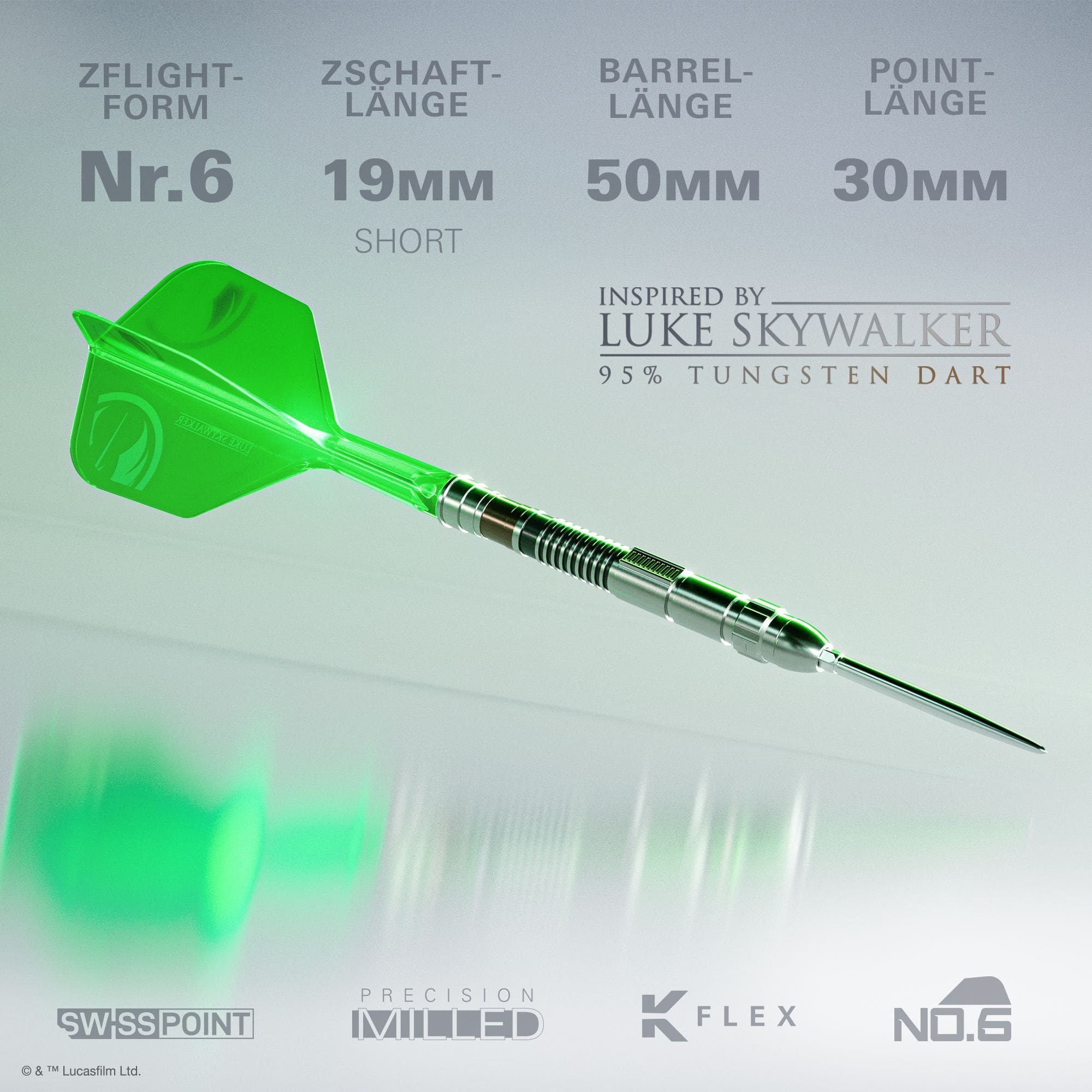 Šipky Target Star Wars Luke Skywalker Jedi Knight Lightsaber Limited First Edition - 24g Abgebildet sind die Target Star Wars Luke Skywalker The Jedi Knight Light Saber Limited Edition Steeldarts - 24g. Diese Steeldarts sind vom berühmten Jedi-Lichtschwert inspiriert.