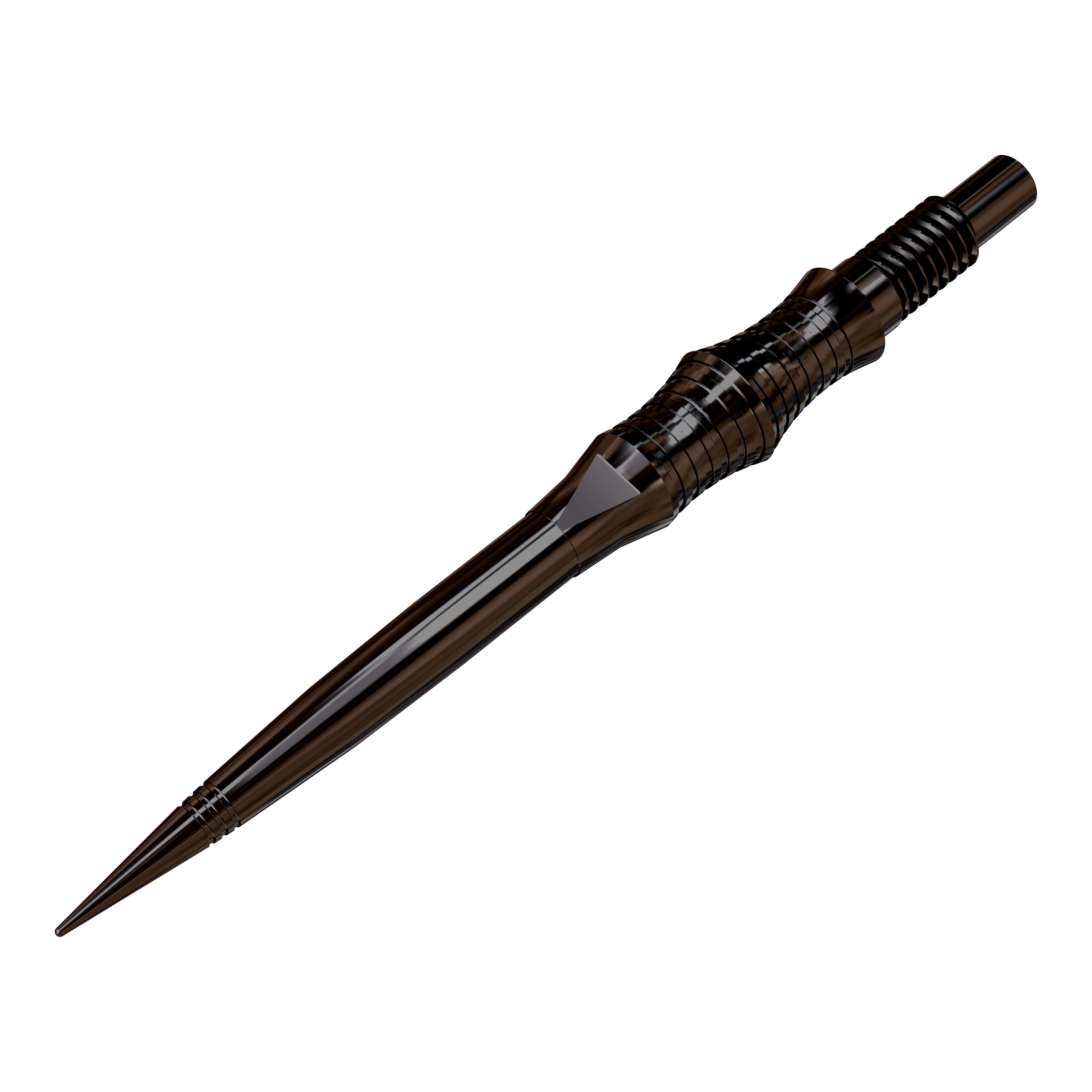 Abgebildet sind schwarze Dartspitzen der Apex Spire Elite Series. Die Spitzen liegen nebeneinander und werden frontal gezeigt.