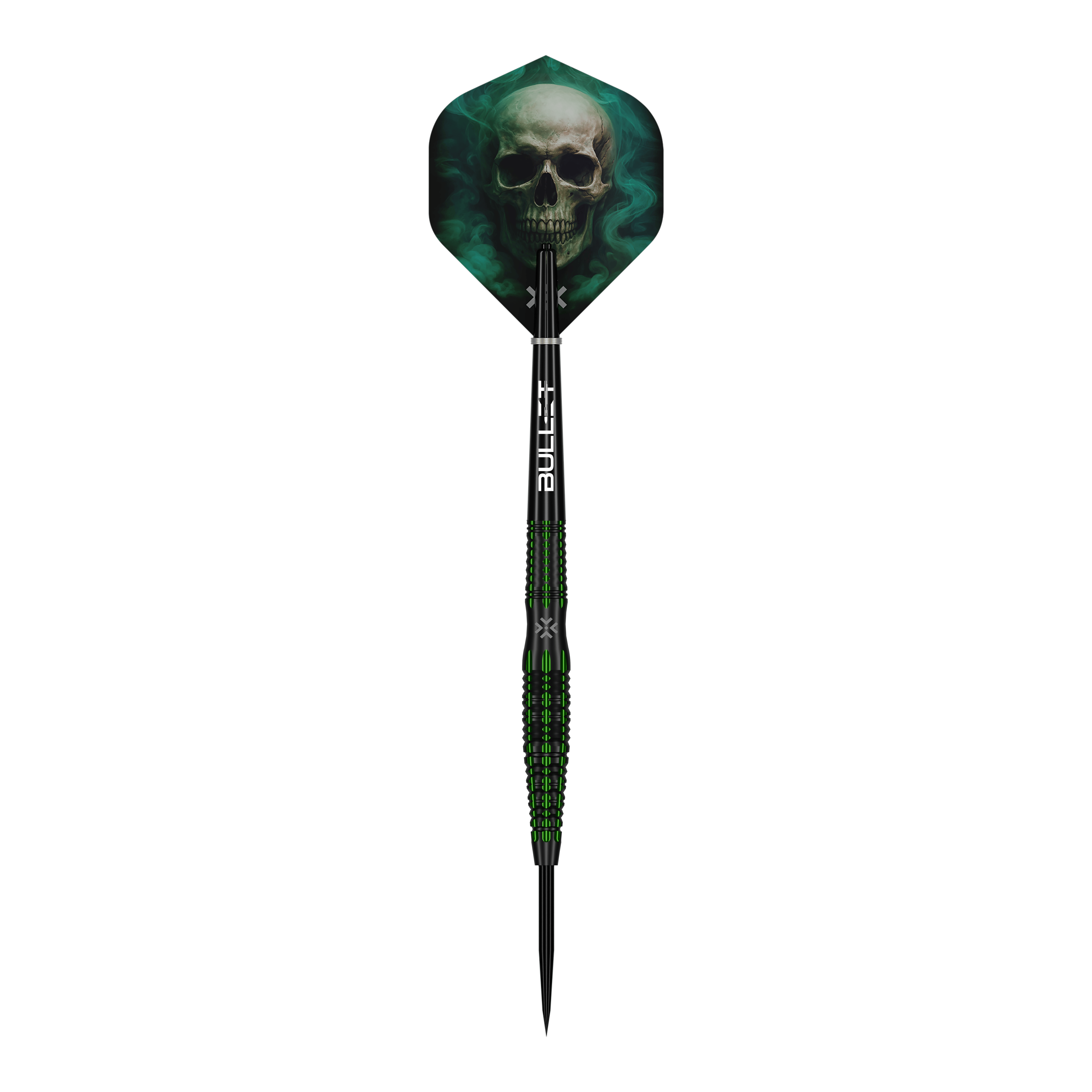 Ocelové šipky Bullet Poison Das Bild zeigt einen einzelnen Bullet Poison Steeldart. Dieses Produkt bietet hochwertige Verarbeitung für Dartspieler.