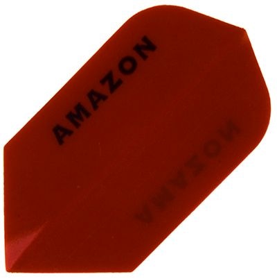 a8 Das Bild zeigt ein rotes Dart-Flight mit der Aufschrift "AMAZON". Es handelt sich um das Produkt "Amazon Flights A8".