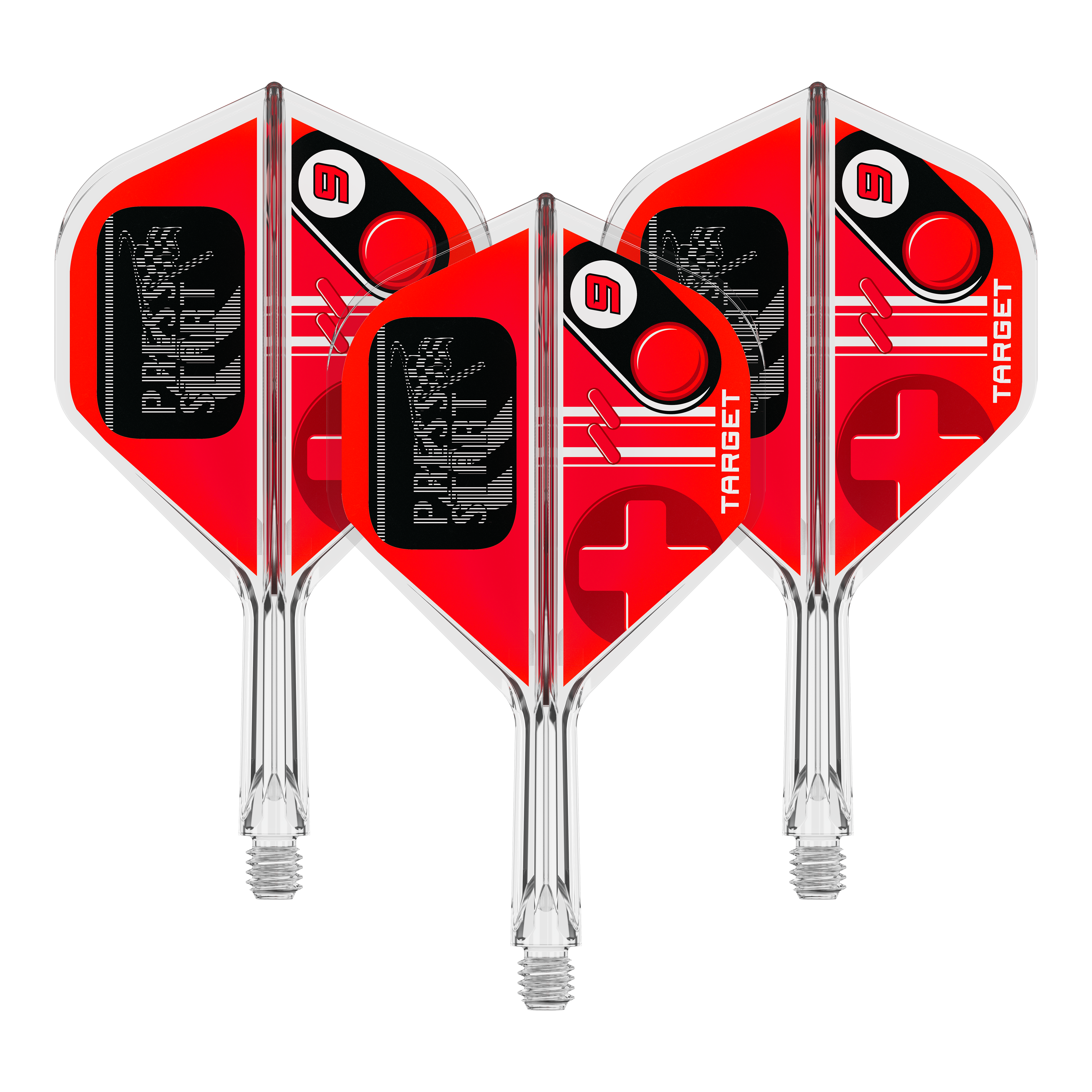 Target K-Flex Press Start No2 Standardní letky Auf dem Bild ist ein Set Flights für Darts mit dem Namen 410585 Target K-Flex PressStart No2 Standard 19mm zu erkennen. Es ist ein Produkt zur Ausstattung von Dartpfeilen.