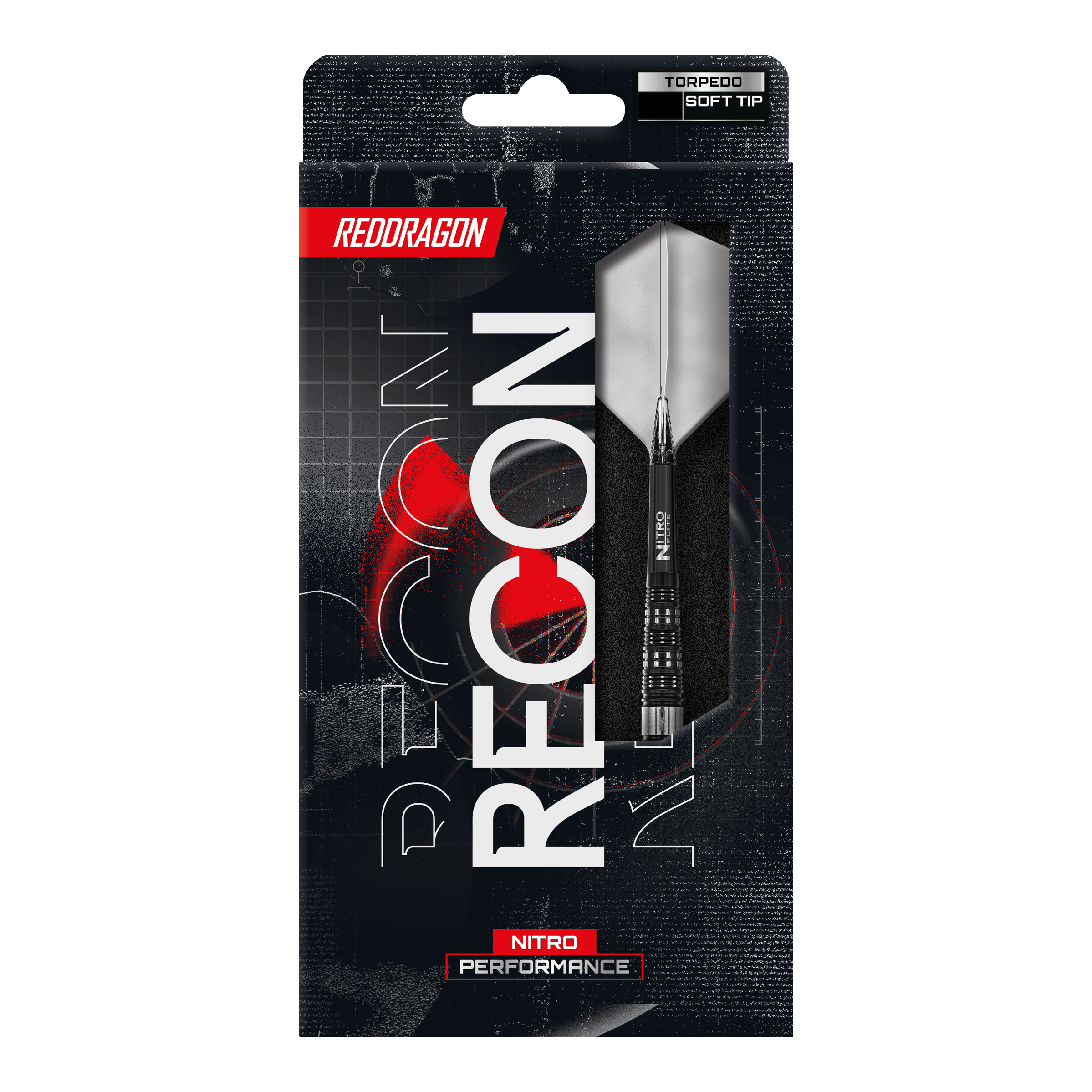 Měkké šipky Red Dragon Recon Torpedo - 20g Das Foto zeigt die Red Dragon Recon Torpedo Softdarts - 20g. Die Darts sind für Softdart-Spiele geeignet und wirken robust.