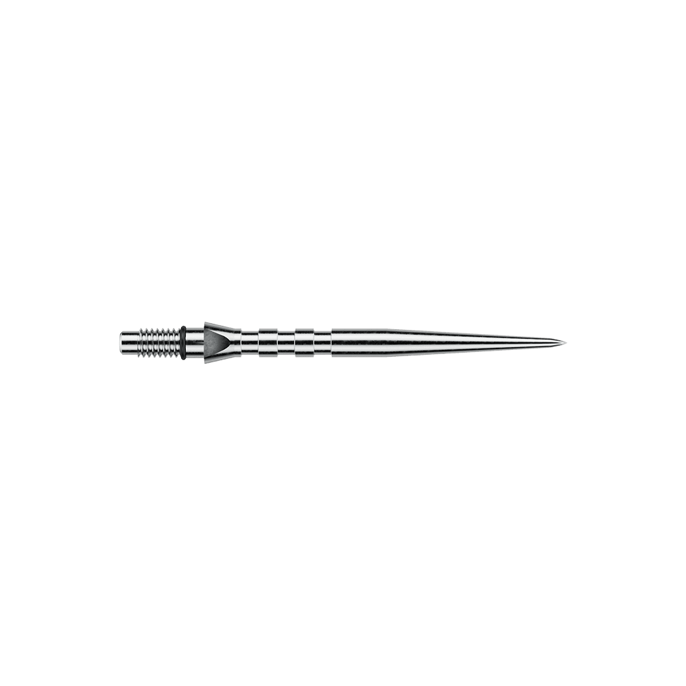 Ocelové hroty na šipky Winmau Switch Point Groove - stříbrný efekt Das Bild zeigt eine silberne Winmau Switch Point Groove Steeldartspitze mit einer Länge von 30mm. Die Dartspitze hat eine strukturierte Oberfläche und ist aus Metall gefertigt.