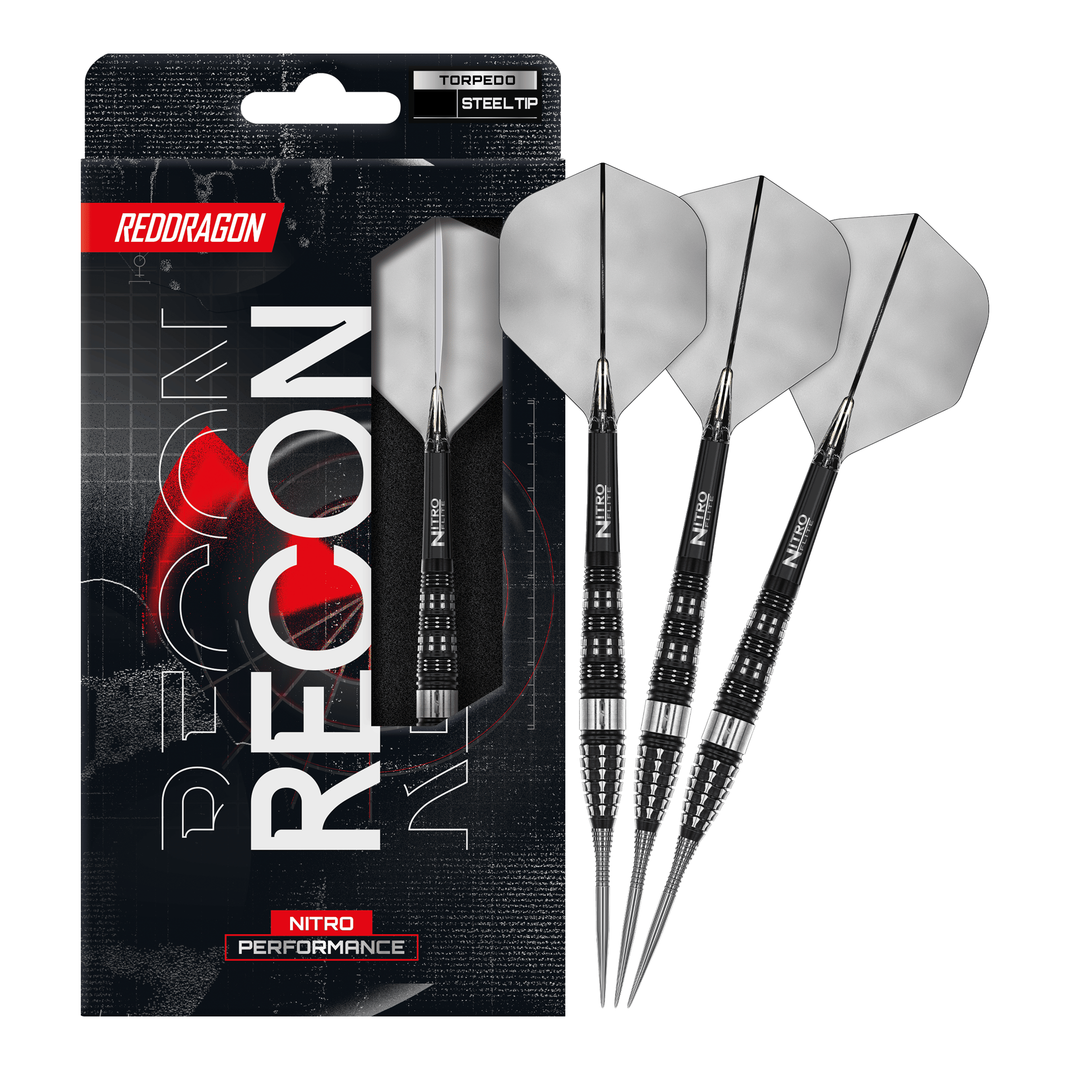Šipky Red Dragon Recon Torpedo Steel Auf dem Bild ist ein vollständiger Satz Red Dragon Recon Torpedo Steeldarts dargestellt. Diese Steeldarts sind speziell für präzises Spielen entwickelt.