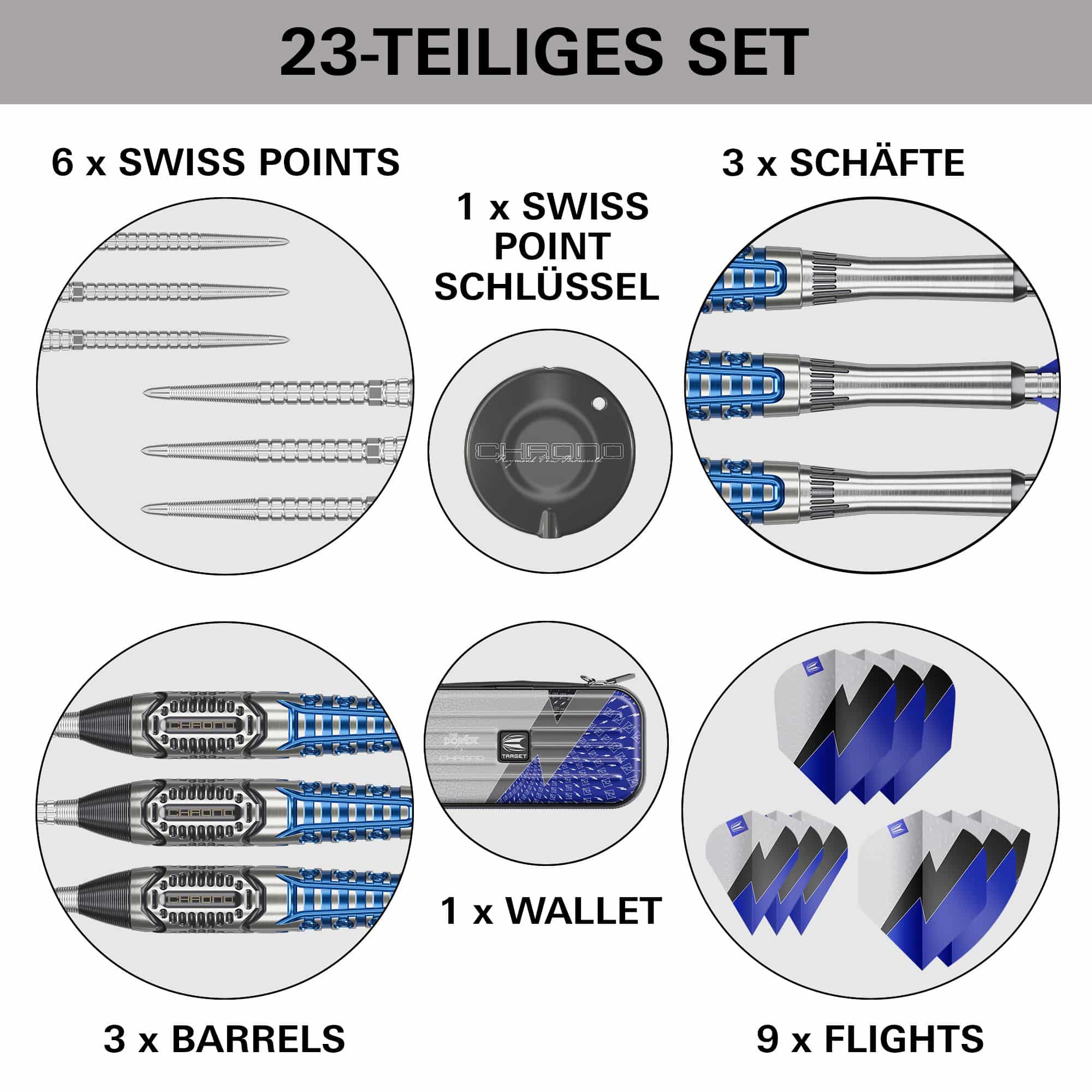 Ocelové šipky Target Phil Taylor Power X Chrono Swiss Points