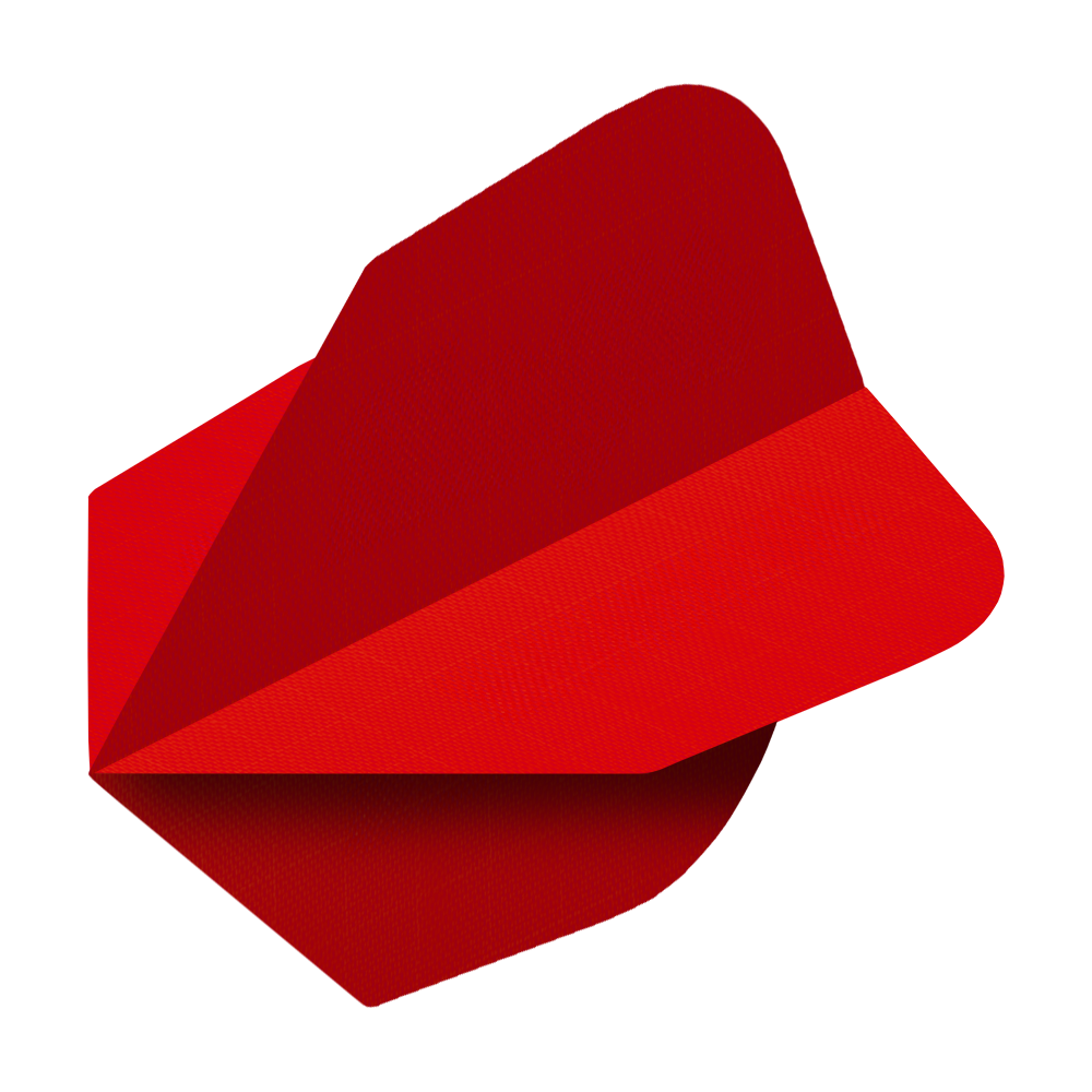Hier sind Nylon-Stoff No6 Flights in der Farbe Rot zu sehen. Diese Flights sind Zubehör für Darts.