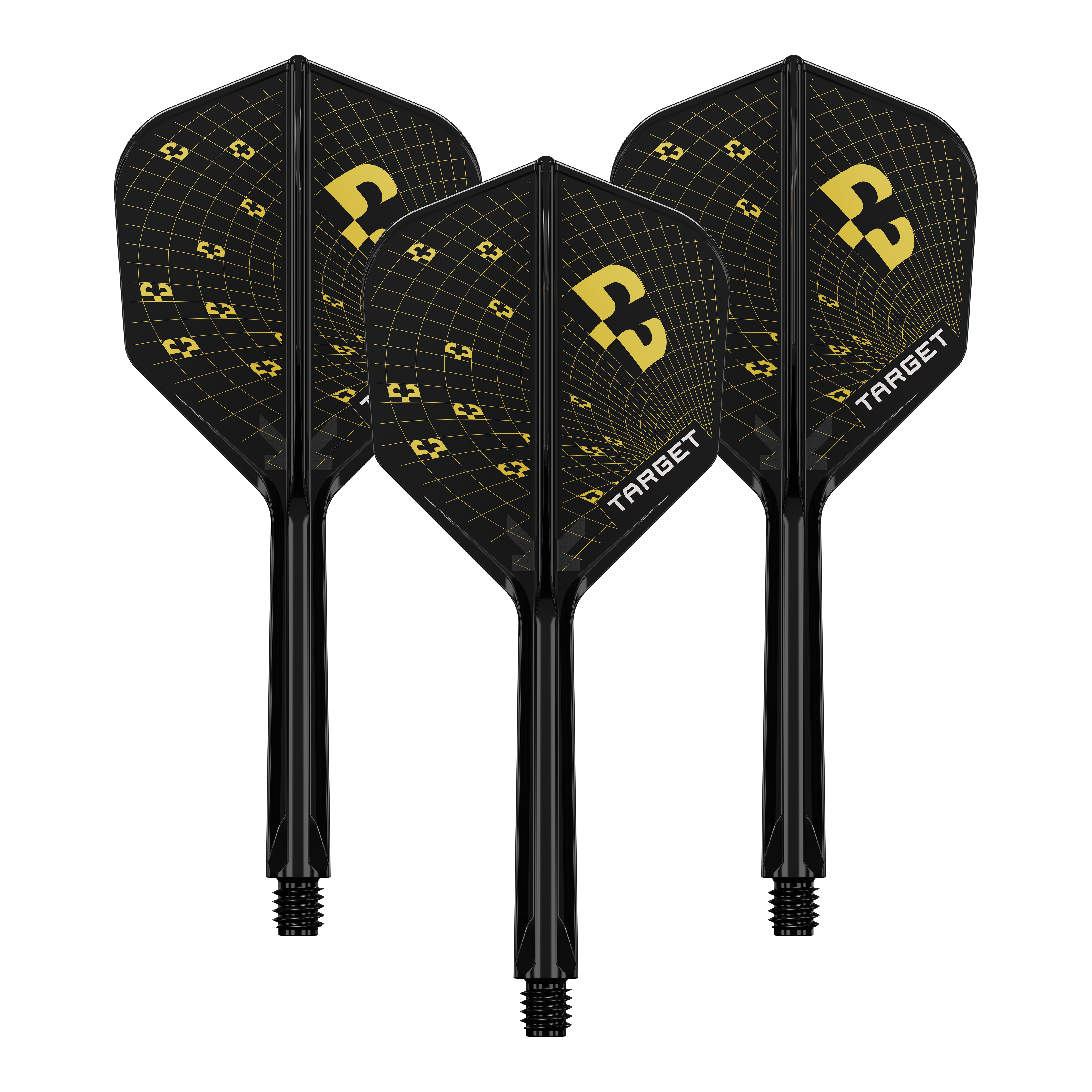 Foto eines Sets von Dart-Flights, vermutlich Target K-Flex Bolide No6 in 33mm. Es sind mehrere der Flights zu sehen.
