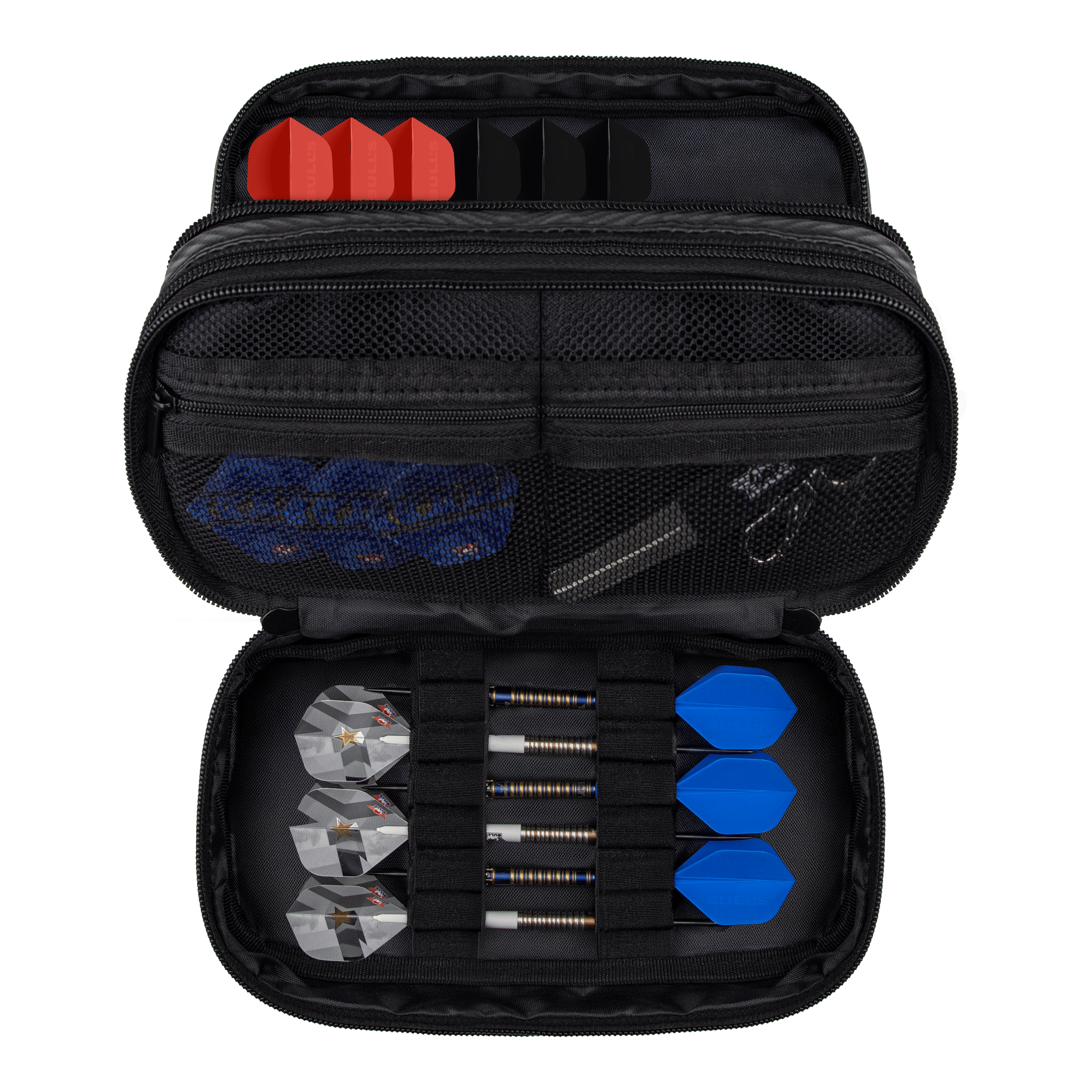 Peněženka Bulls NL Carbon Das Bild zeigt das Bulls NL Carbon Wallet. Es ist eine stilvolle und kompakte Brieftasche für Dartzubehör.