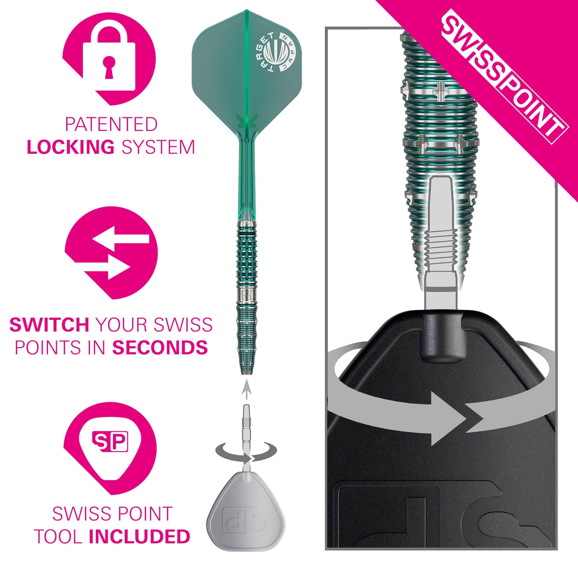 Ocelové šipky Target Japan Mikuru Suzuki The Miracle GEN7 Swiss Point - 23g Abgebildet sind Target Japan Mikuru Suzuki The Miracle GEN7 Swiss Point Steeldarts - 23g. Die Darts sind für professionelle Spieler geeignet.