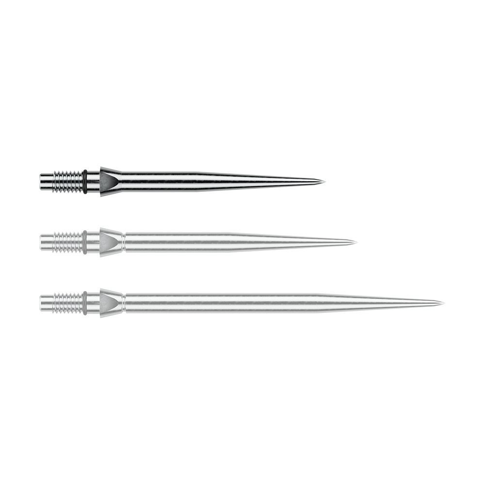 Špičky šipek Winmau Switch Point Smooth z oceli - stříbrný efekt Das Bild zeigt eine silberne Steeldartspitze mit glattem Design. Die Länge beträgt vermutlich 26 mm.