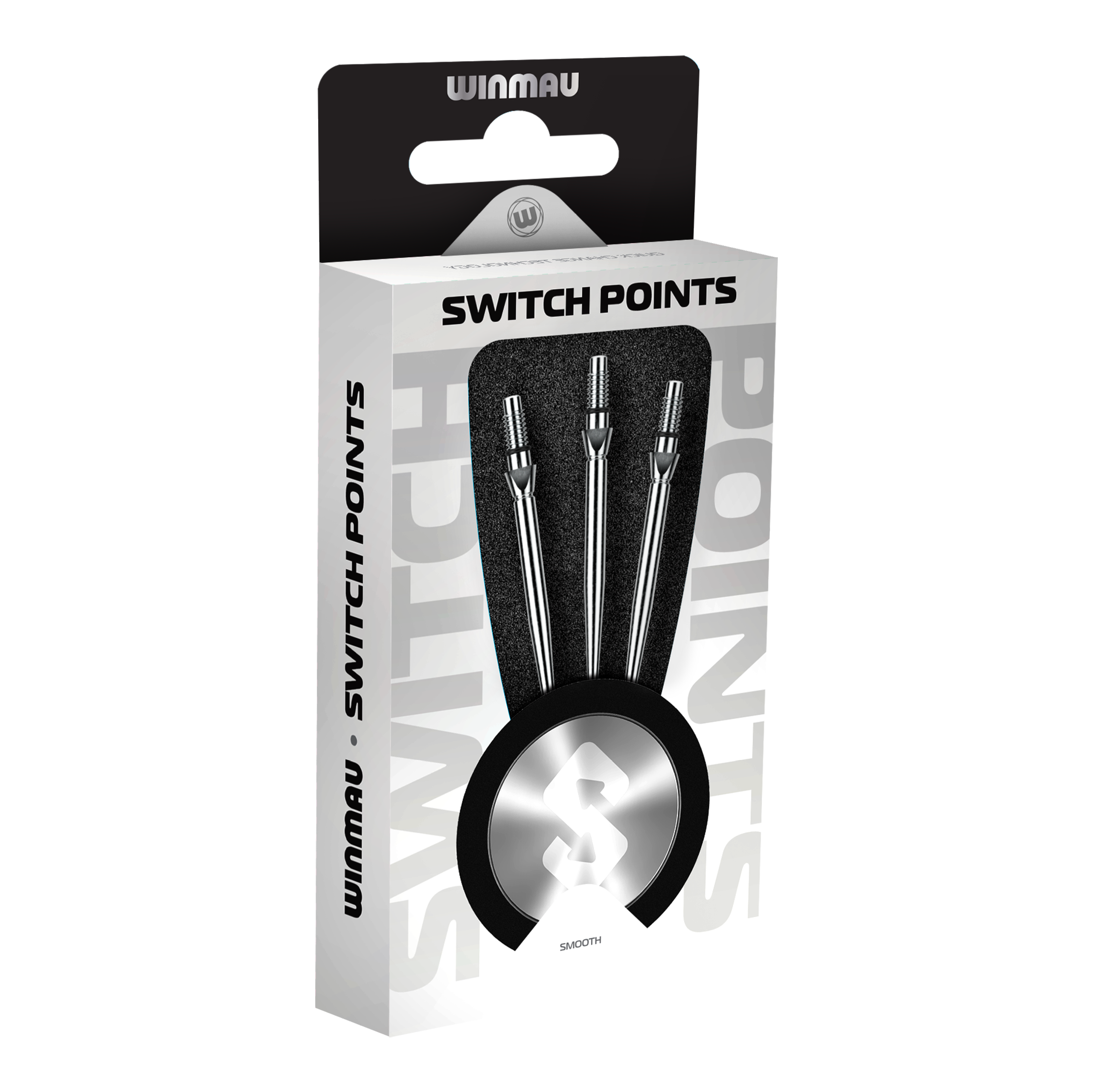Špičky šipek Winmau Switch Point Smooth z oceli - stříbrný efekt Abgebildet sind Winmau Switch Point Smooth Steeldartspitzen in Silver Effect. Diese glatten Dartspitzen sind silbern und für Steeldarts geeignet.