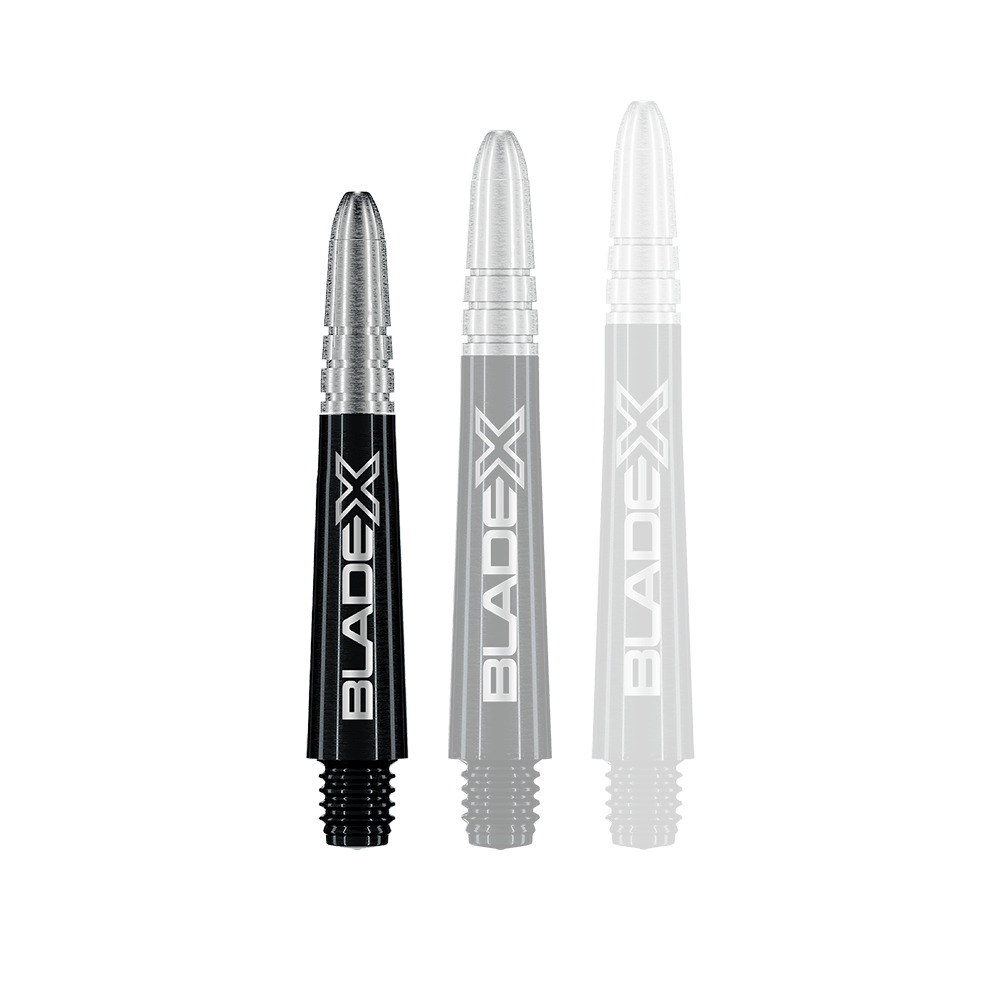 Bild von Winmau Vecta Blade X Shafts in Schwarz mit 34mm Länge. Die Dartschäfte sind schlank und modern gestaltet.