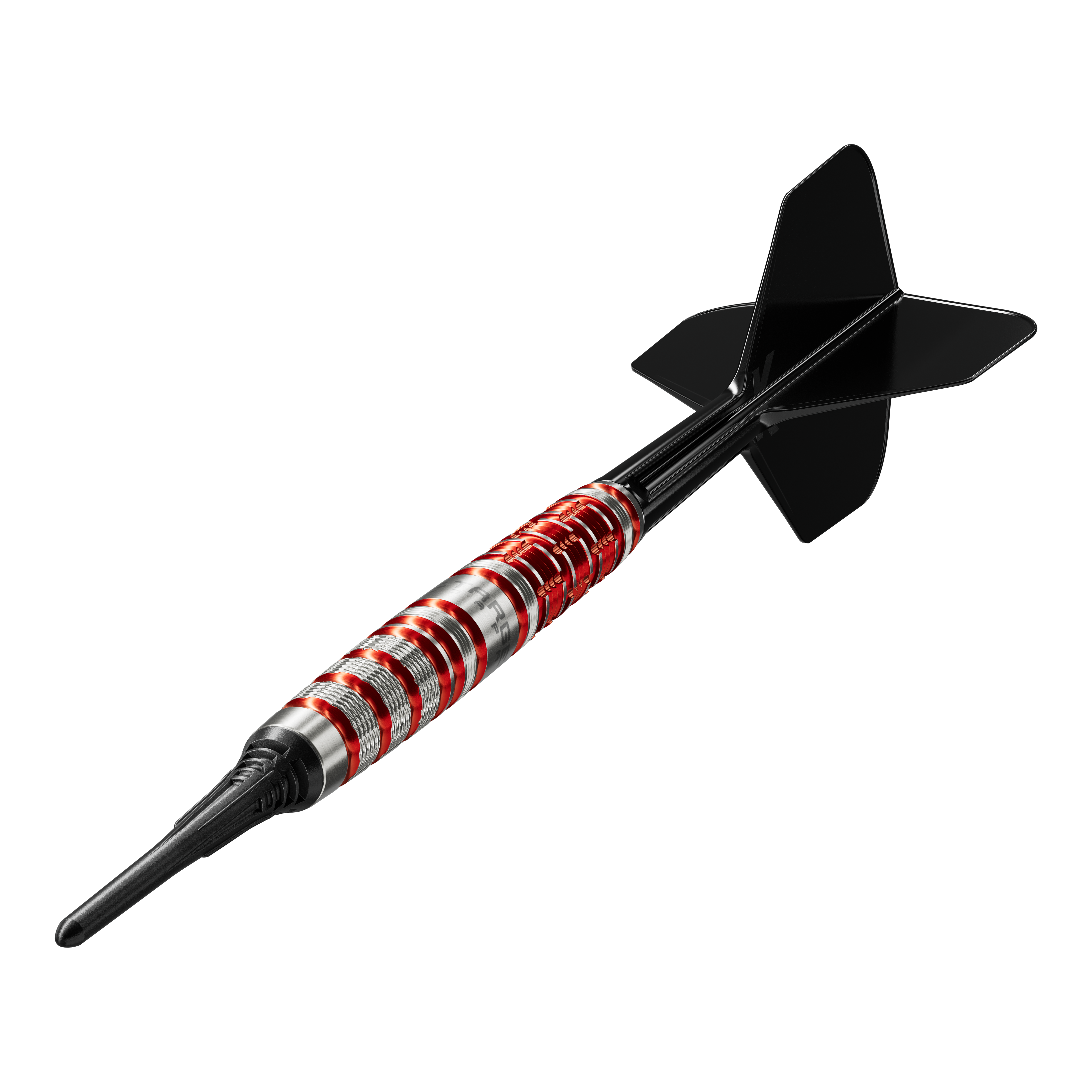 Target Black Marque Spinel Softdarts - 21,5g ist ein Softdart für höchste Ansprüche. Zu sehen ist die charakteristische schwarze Optik mit markantem Spinel Design.