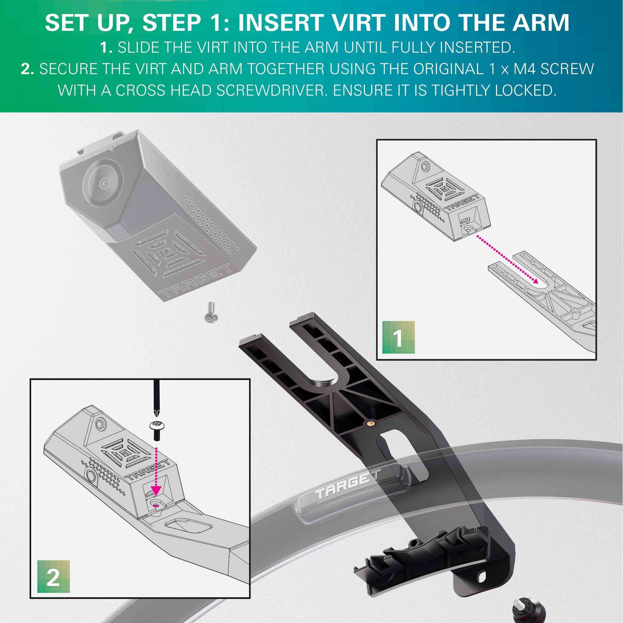 Rameno kamery Target OMNI VIRT Abgebildet ist der Target OMNI VIRT Kamera Arm. Der Kameraarm dient zur Befestigung und Positionierung einer Kamera für den Dartsport.