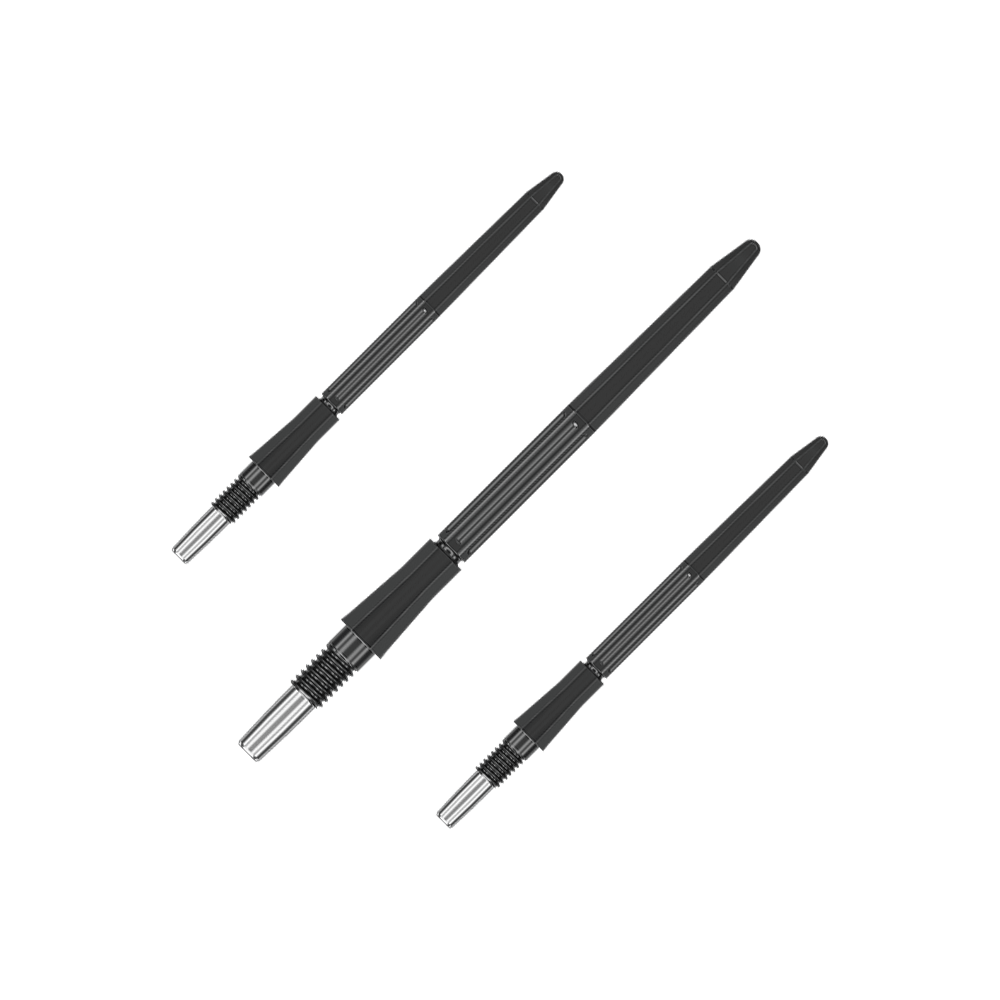 Špičky na šipky Target Elysian Archetype 43 Swiss Point ocelové - černé Das Bild zeigt ein Set schwarzer Dartspitzen. Die Dartspitzen sind jeweils 35 mm lang.