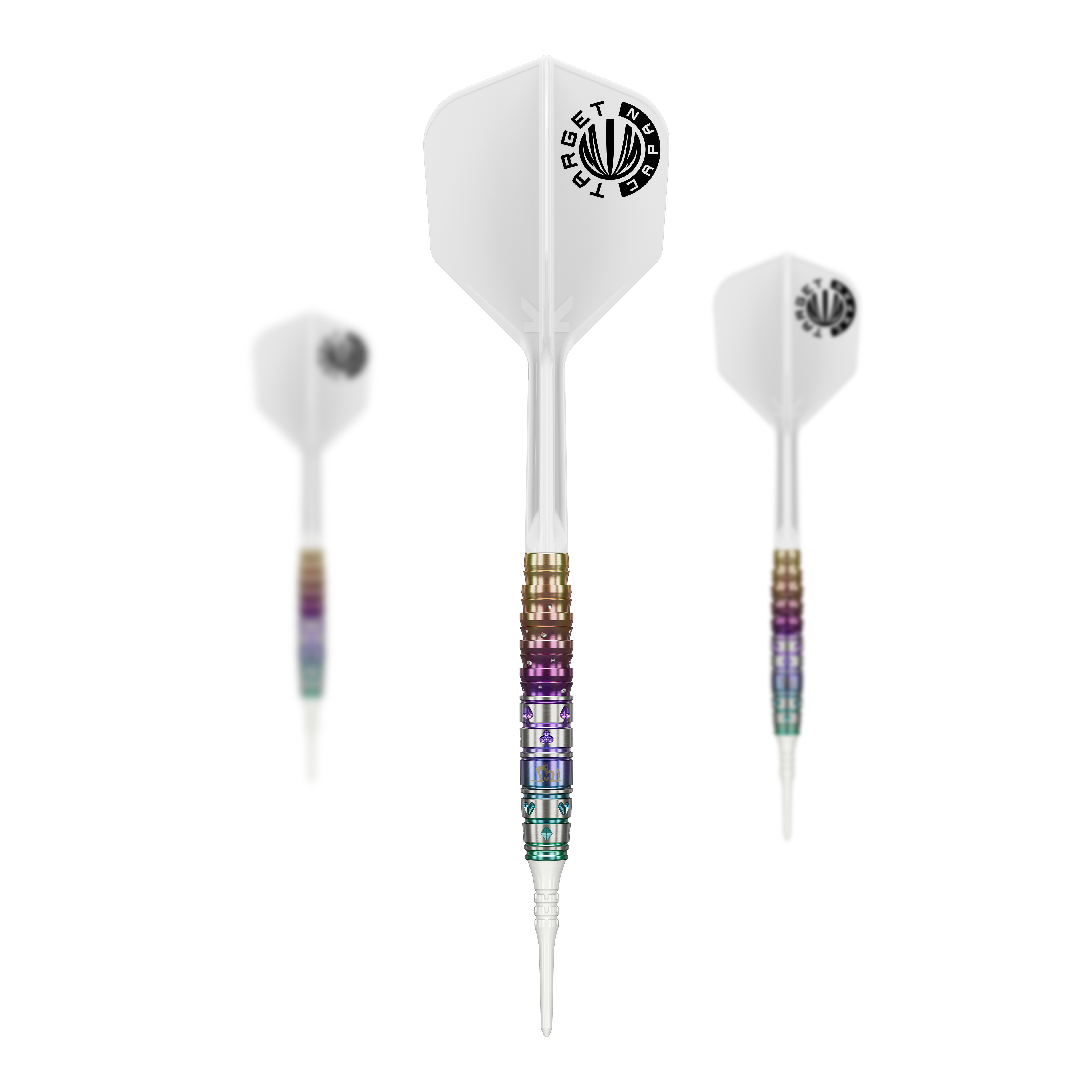 Target Japan Prime Series Mayuko Morita Mayo GEN7 Softdarts mit 18g Gewicht sind auf dem Bild zu sehen. Das Produkt ist speziell für Dartspieler entworfen.