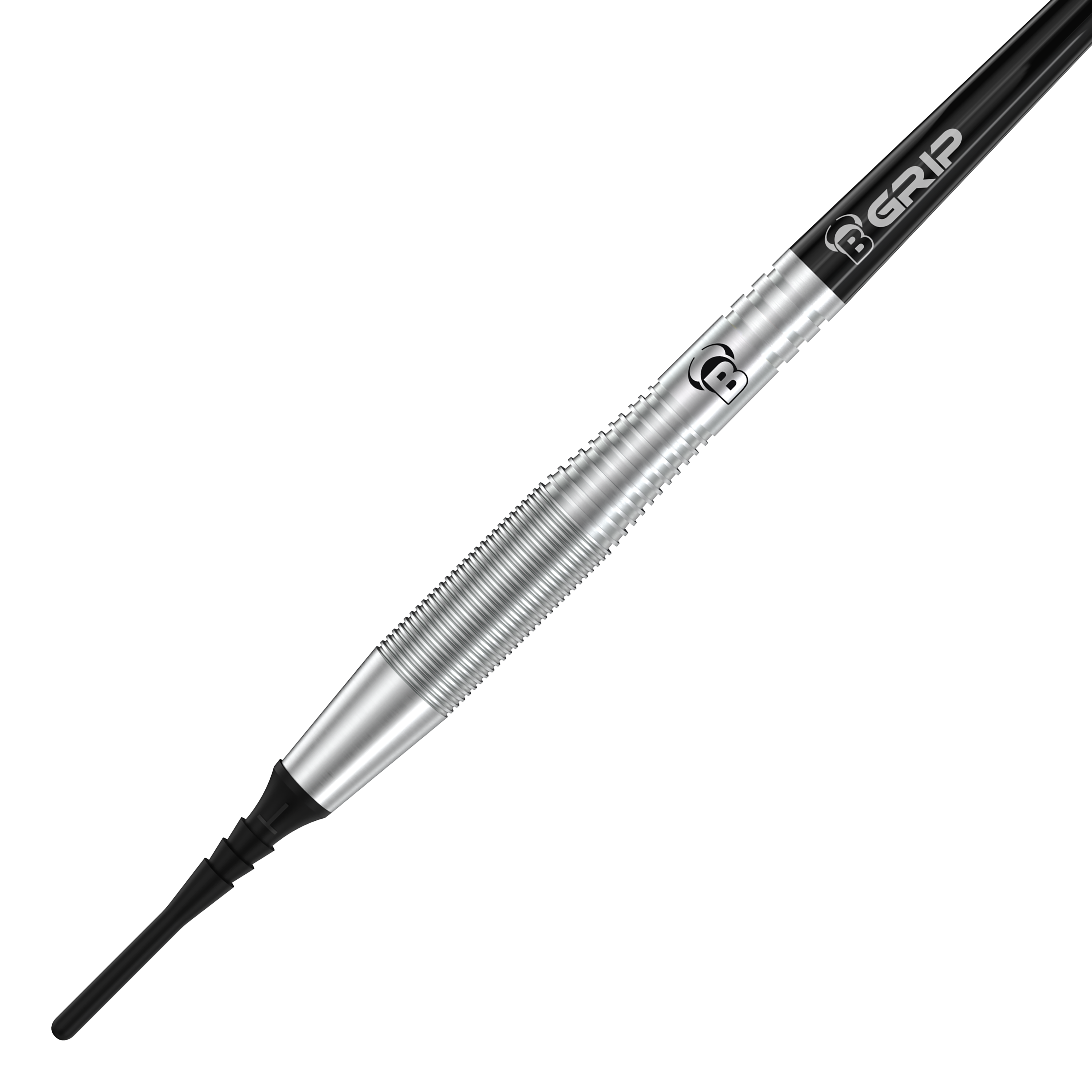 Měkké šipky Bulls Martin Schindler TW80 - 18g Auf dem Bild ist ein Bulls Martin Schindler TW80 Softdart mit einem Gewicht von 18g zu sehen. Der Dart hat ein silbernes, geriffeltes Griffstück und eine schwarze Spitze.