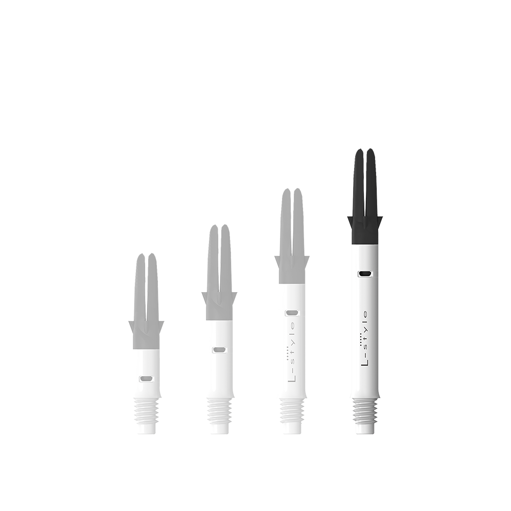 L-L-Style-Shaft Carbon Silent Straight - Bílá Das Bild zeigt den L-Style L-Shaft Carbon Silent Straight in Weiß, Modell 330. Der Artikel ist ein stabiler Schaft für Dartpfeile.