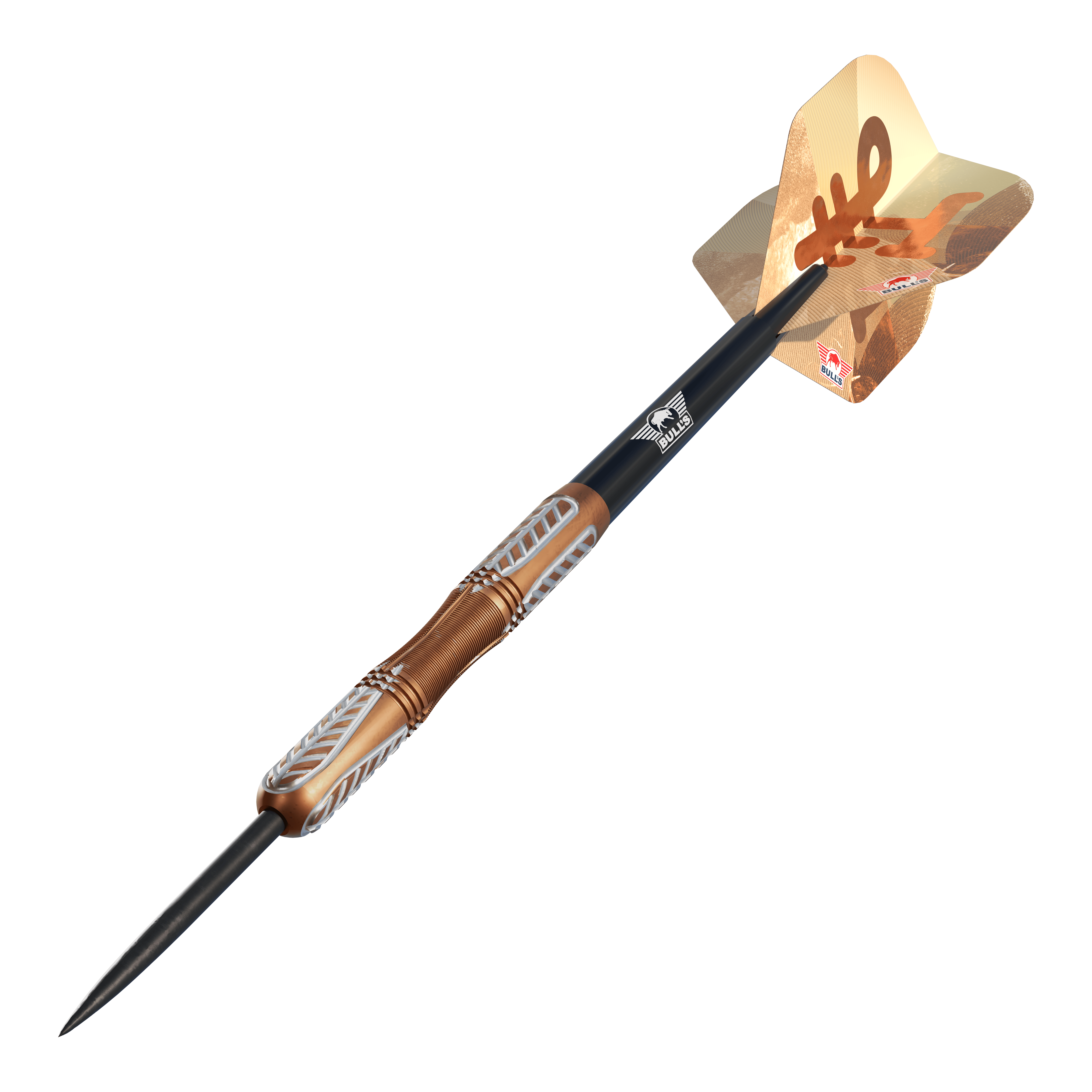 Šipky Bulls NL Bronzo True Steel - 23g Bulls NL Bronzo True Steeldarts mit 23 Gramm Gewicht sind abgebildet. Das Bild zeigt Steeldarts mit typischem bronzefarbenem Design.